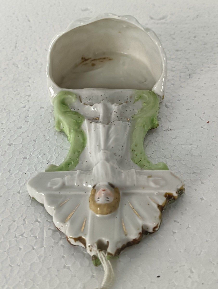 Small Porcelain Antique Holy Water Font Vessel Jesus Christ Lovely Wall Hanging photo buy