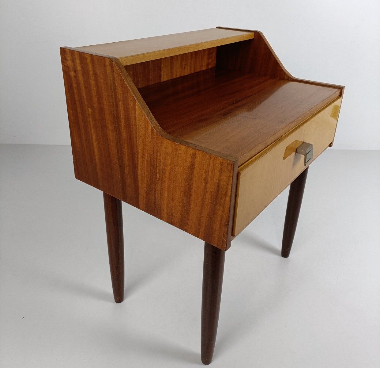 Wooden Wood Nightstand End Table Bedroom Cabinet Vintage Modernist Retro Two Ton photo buy
