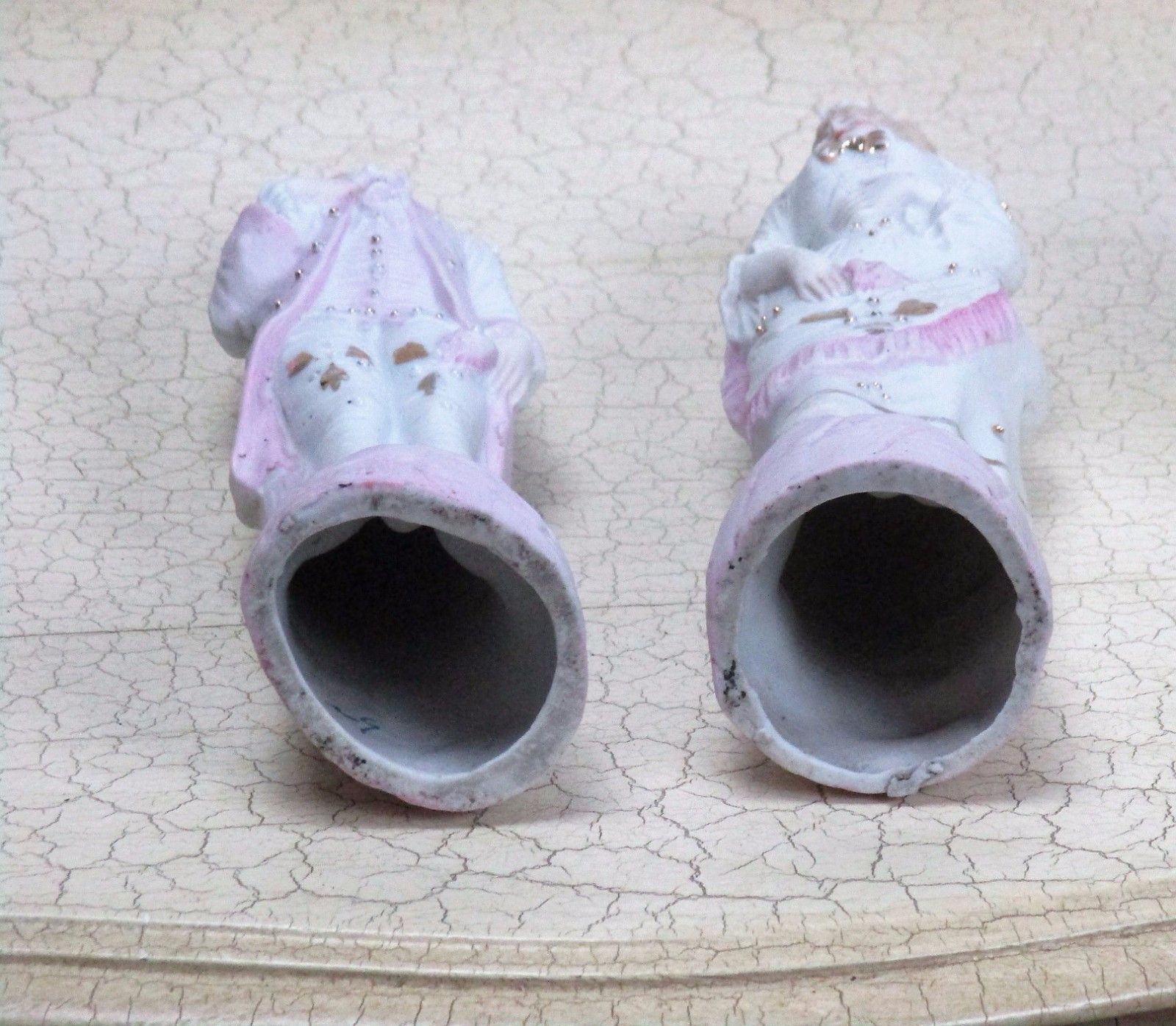 Couple Two Figurines Courting  Woman  Man Porcelain Bisque Marked 7.87" photo vintage