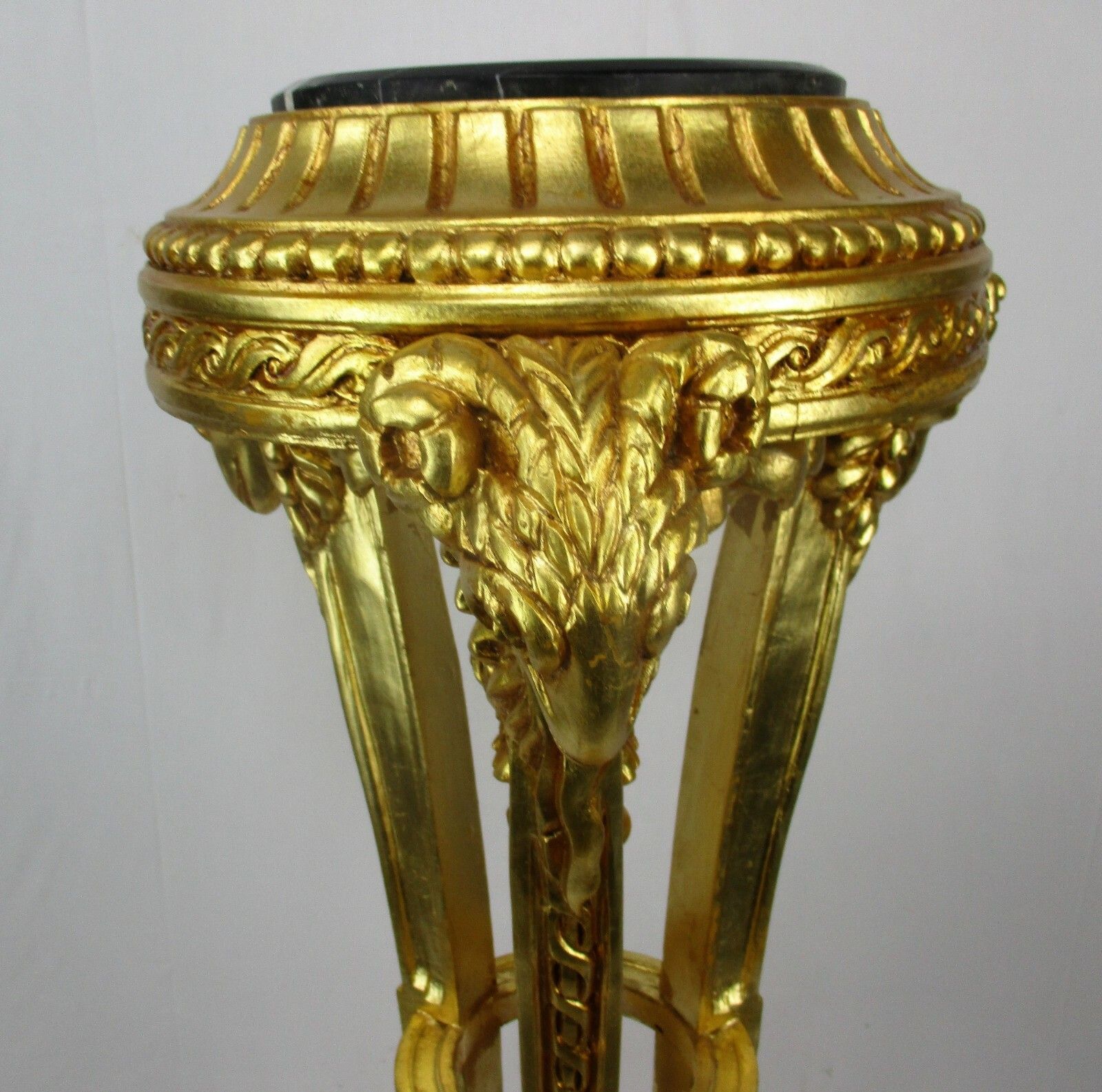 Gorgeous Gold Gilded Doré Pedestal  Plant Stand Table Rams Head Marble Top Wow photo for sale