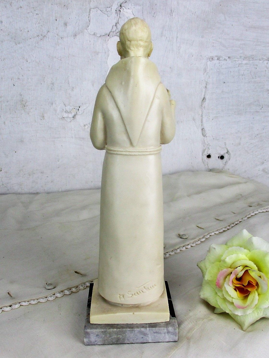 Statue Padre Patris Pio Pietrelcina  Figurine Resin On Marble A. Santini Italy photo 57.0