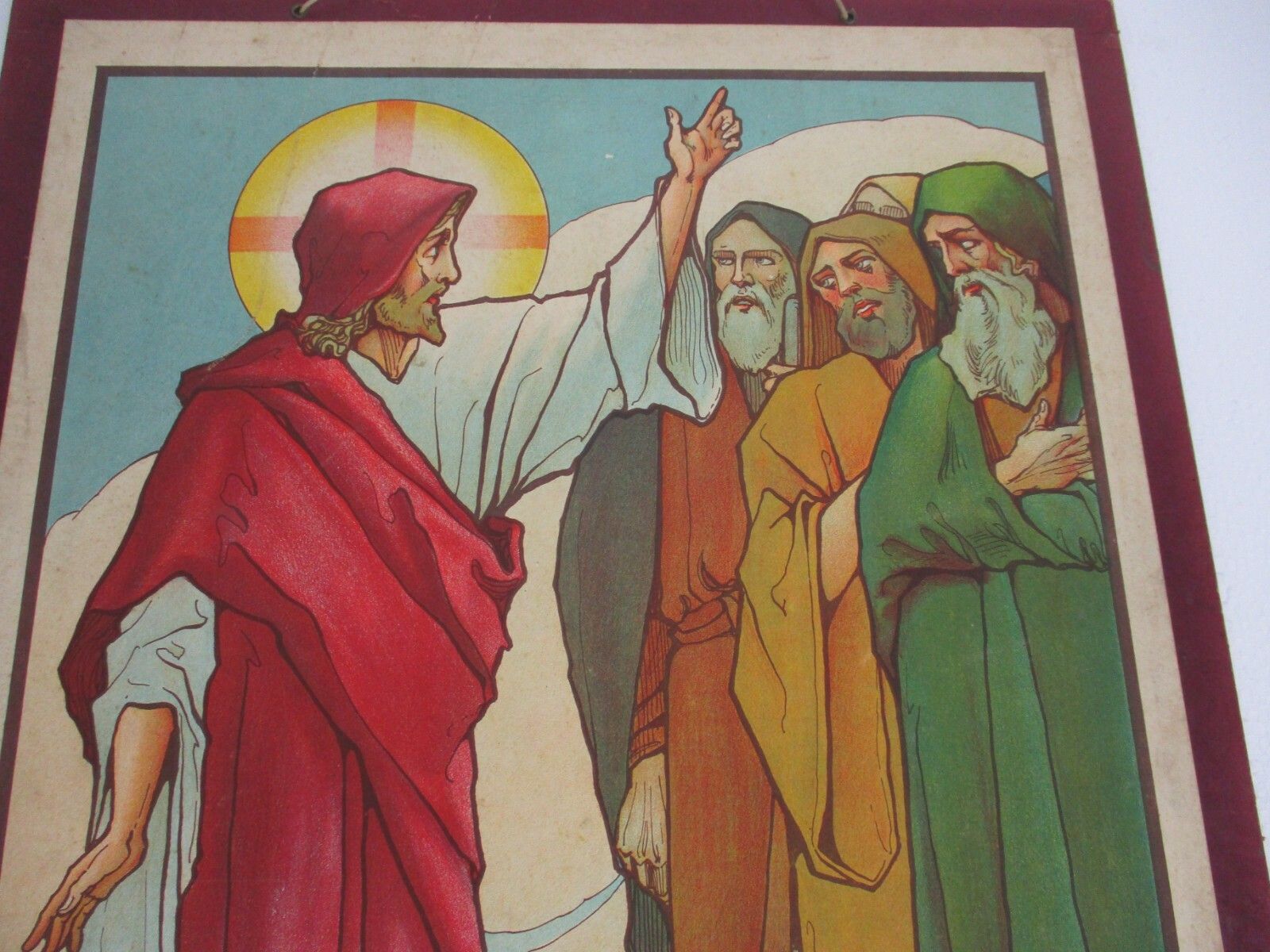 Antique Religious Cardboard Print Chromolith Easter Sunday Speybrouck Goffart photo furniture
