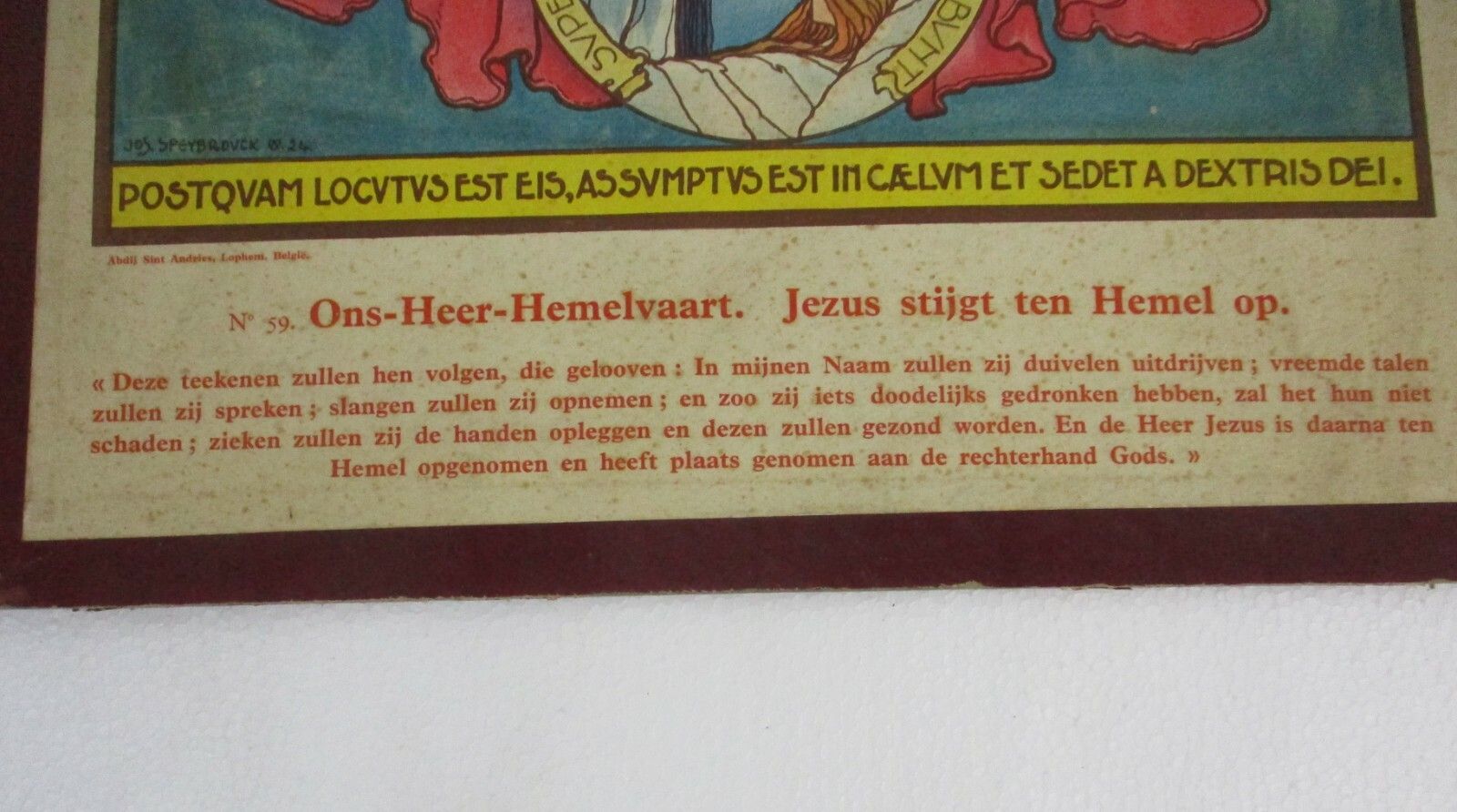 Antique Religious Cardboard Print Chromolith Ascension Day Speybrouck Goffart photo 156.0