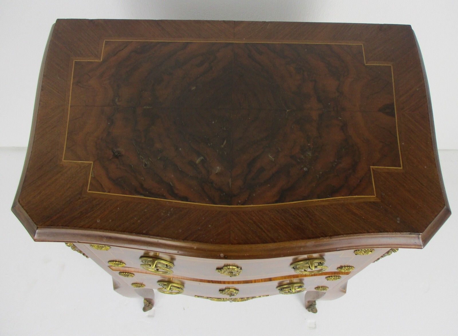 Gorgeous Marquetry  Chest Of Drawers Dresser Cabinet Wood Brass Trim Medallions photo buy