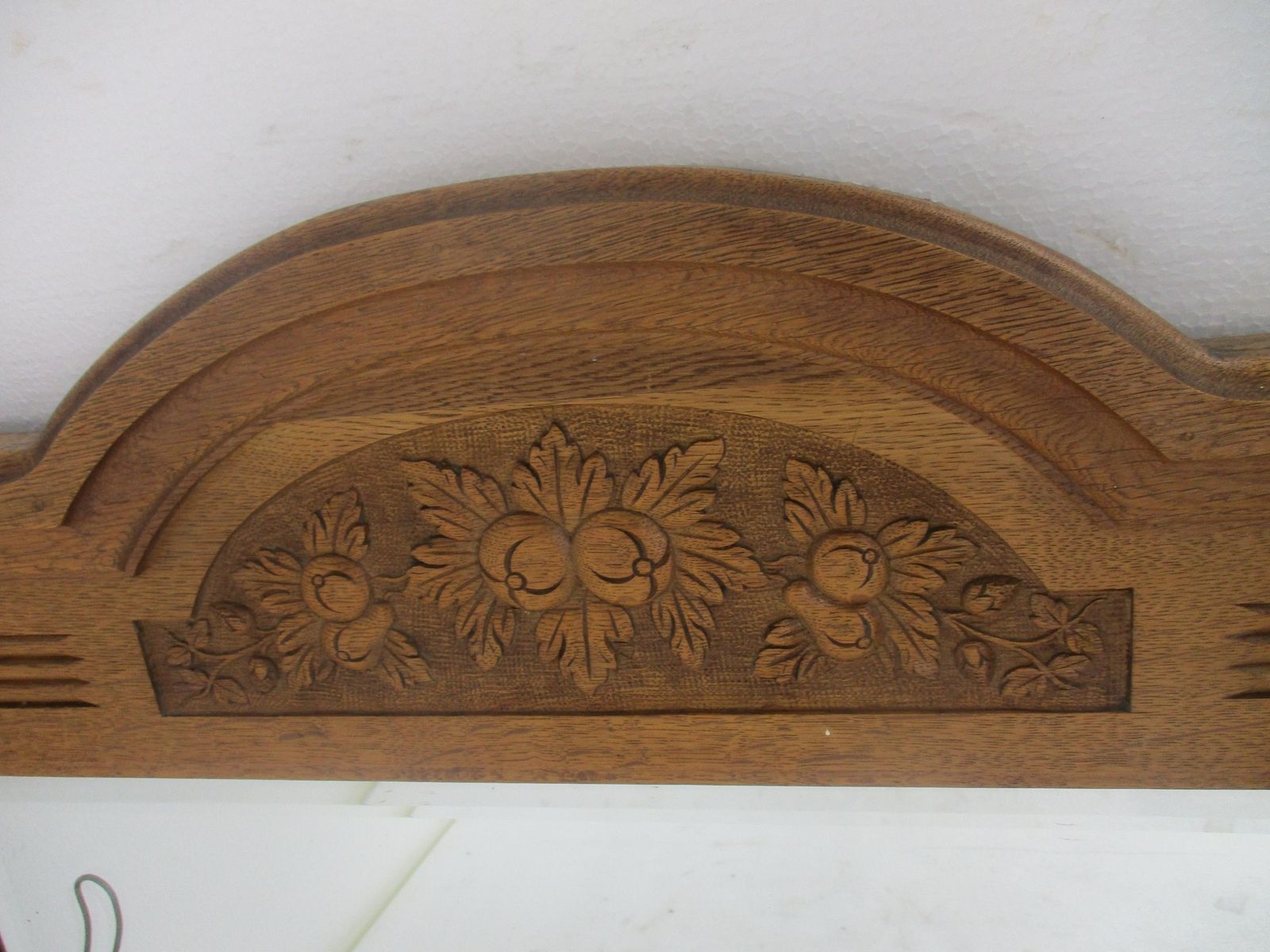 Antique Gorgeous Large Beveled Glass Mirror Hand Carved Wood Coat Rack Wow Hallw photo for sale