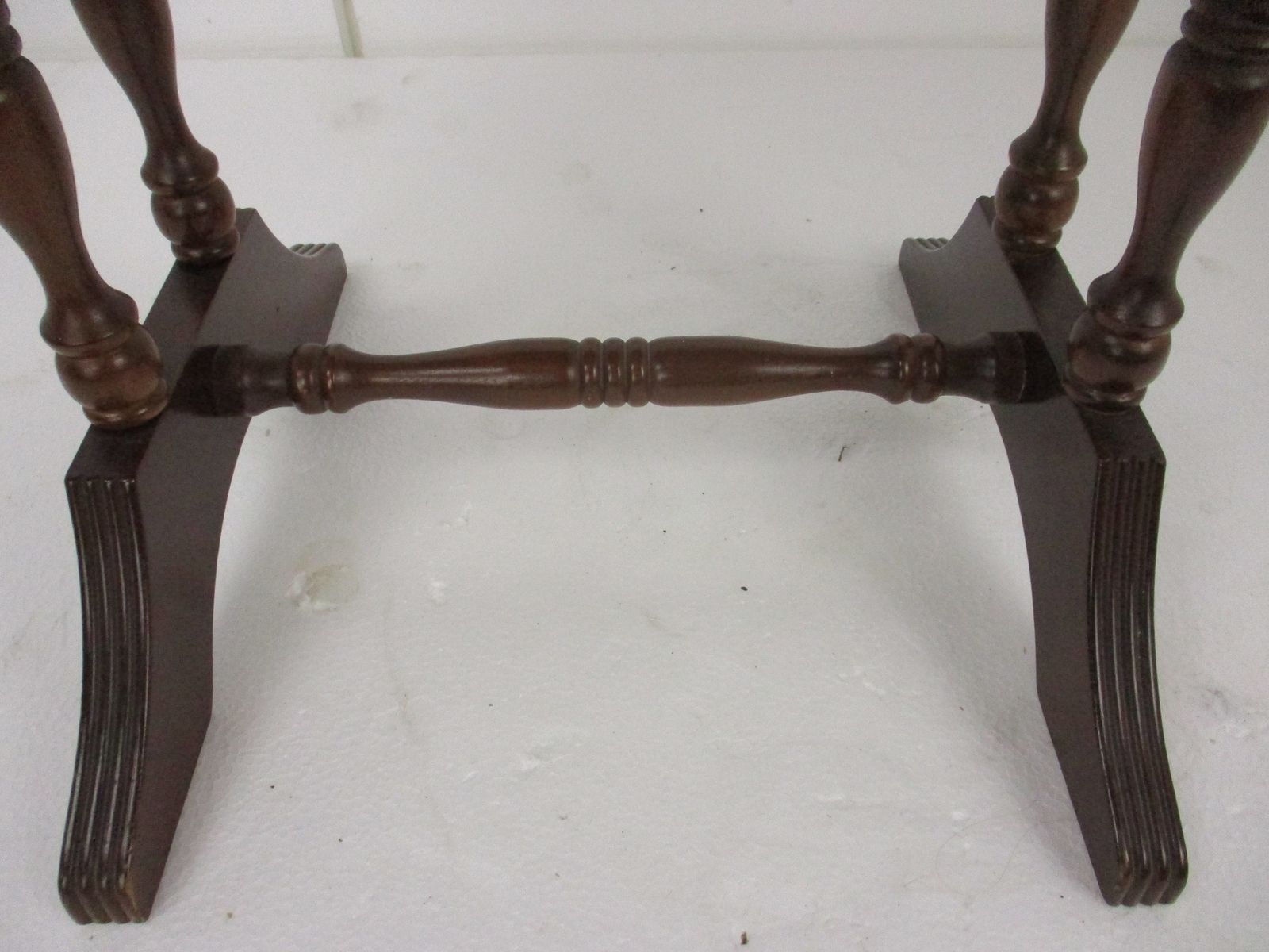 Antique Hallway Drop Gate Gaming Side Table Wood Faux Leather Country Style Gorg photo buy