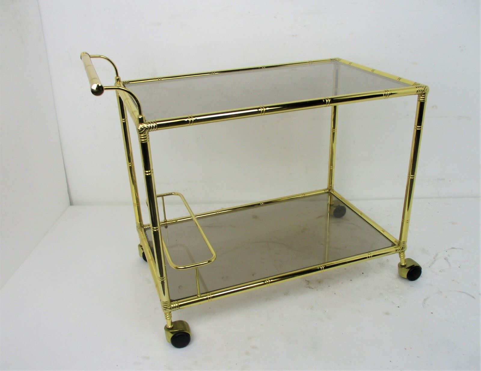 Bar Cocktail Cart Trolley Hollywood Regency Kitchen Island Brass Bamboo Style photo furniture