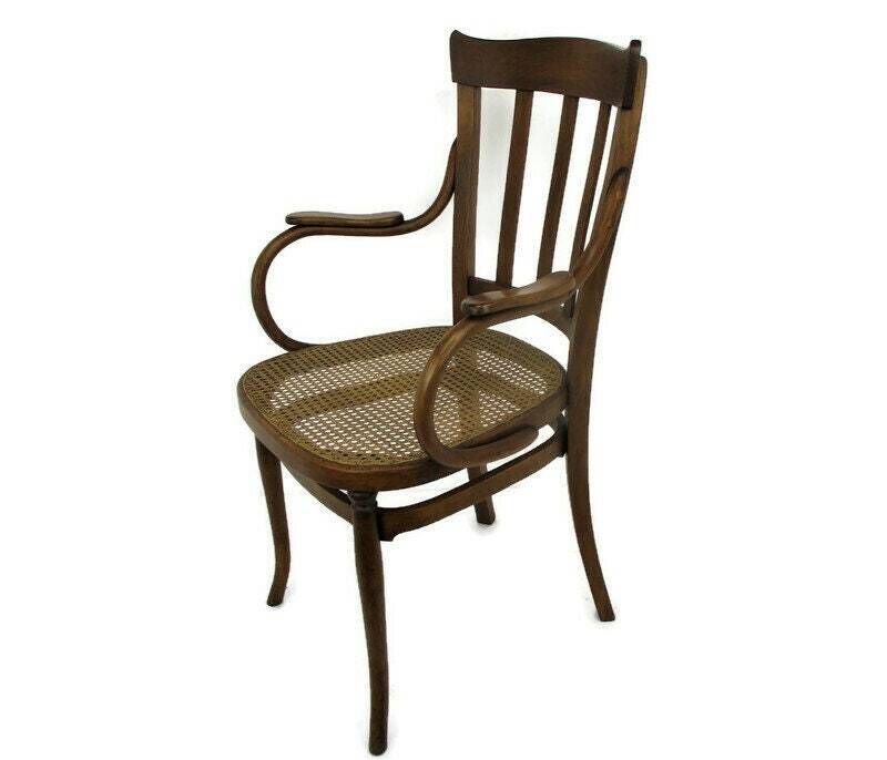 Thonet Style Loung Arm Chair Bistro Ice Cream Parlor Cane Rush Seating Plywood W