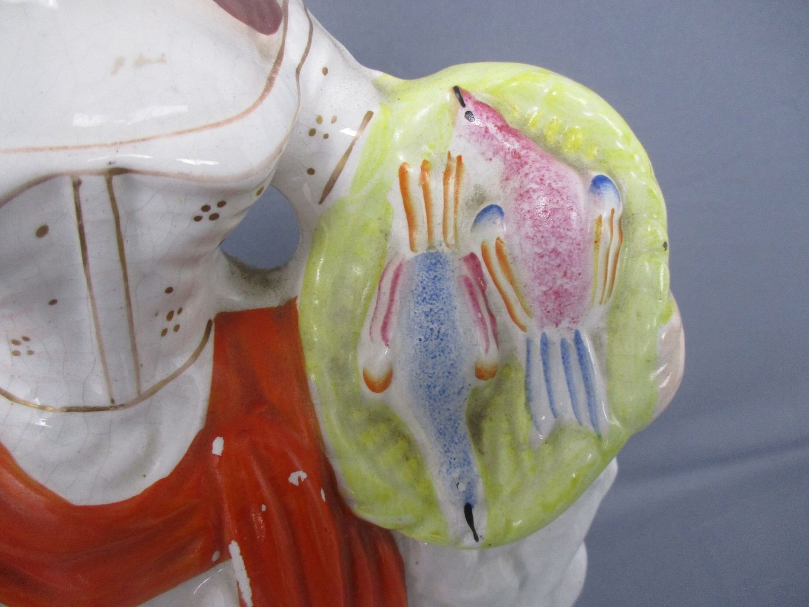 Staffordshire Earthenware Figurine Statue Lady Selling Pheasants Polychrome Anti photo furniture