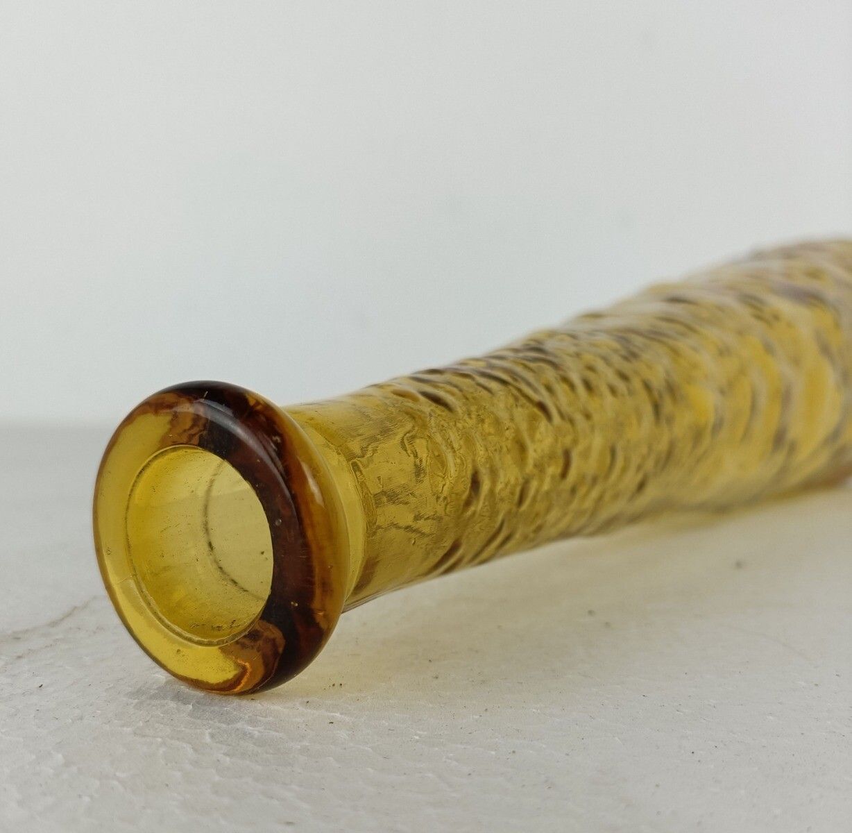 Vintage Retro Art  Glass Genie Bottle Vase Amber Italy Italian Retro Pop Art photo buy