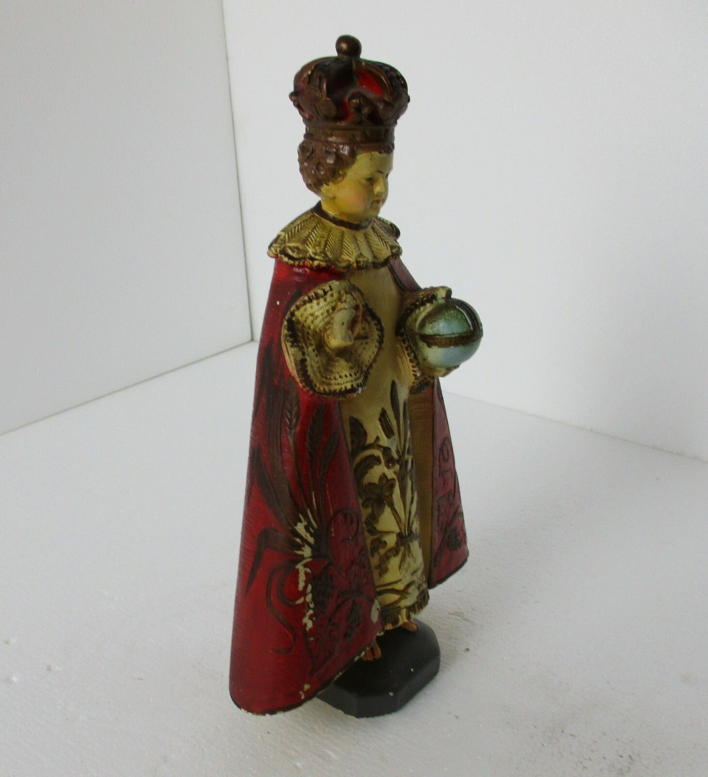 Statue Infant Of Prague Infant Jesus Santo Nino Plaster Lovely Antique 12.59" photo furniture