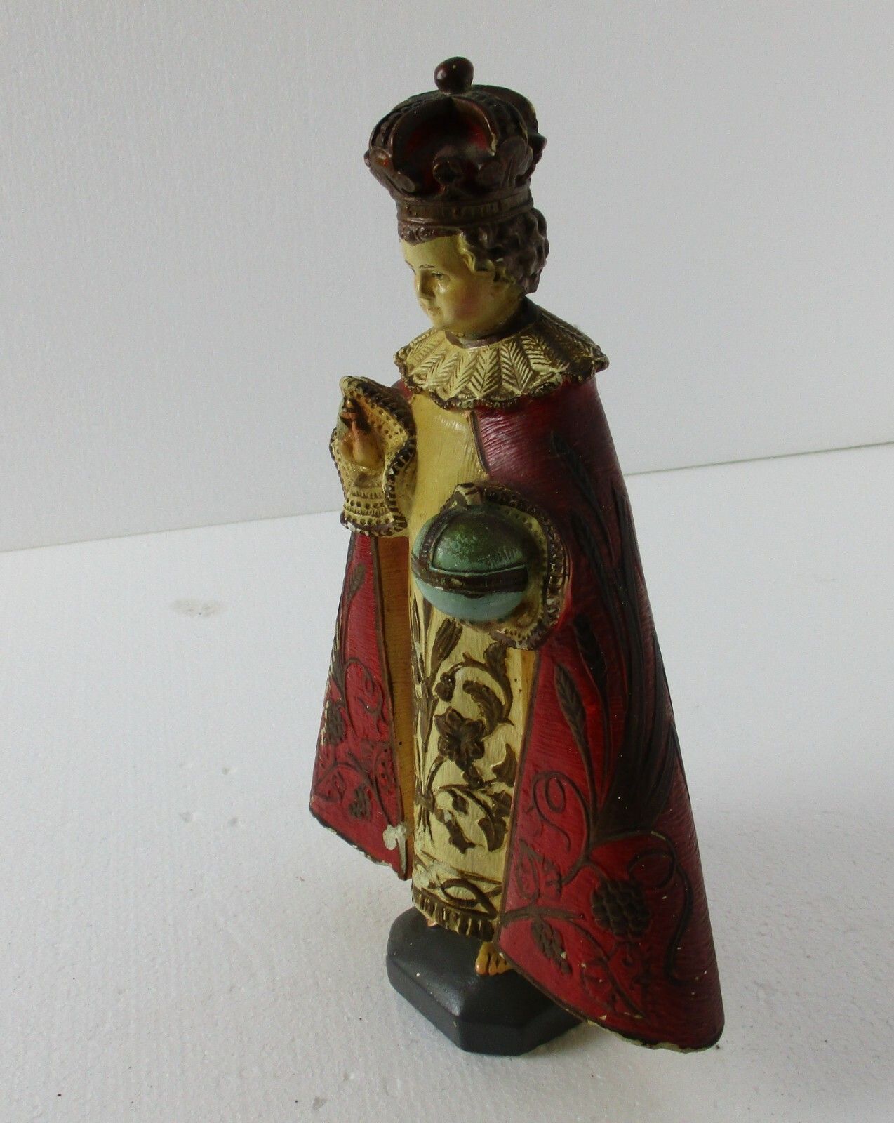 Statue Infant Of Prague Infant Jesus Santo Nino Plaster Lovely Antique 12.59" photo vinterior