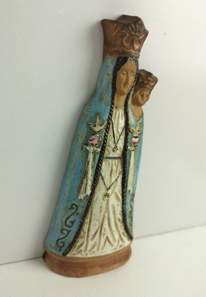 Roger Guerin Gres Bouffioulx 1950s Plaster Statue Wall Hanging Virgin Mary Infan photo Art