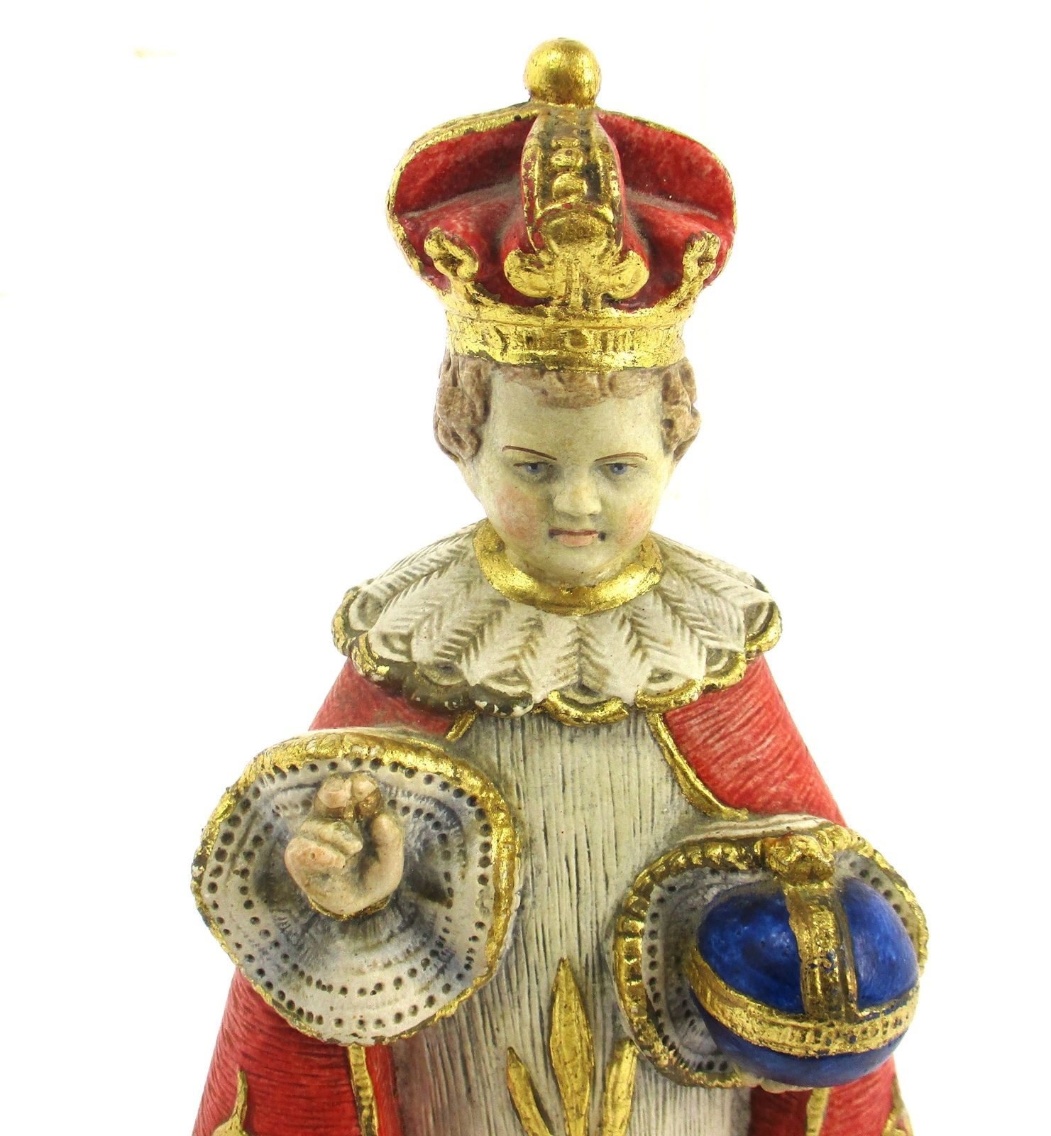 Statue Infant Of Prague Infant Jesus Santo Nino Polystone Stoneware  Lovely Rare photo furniture
