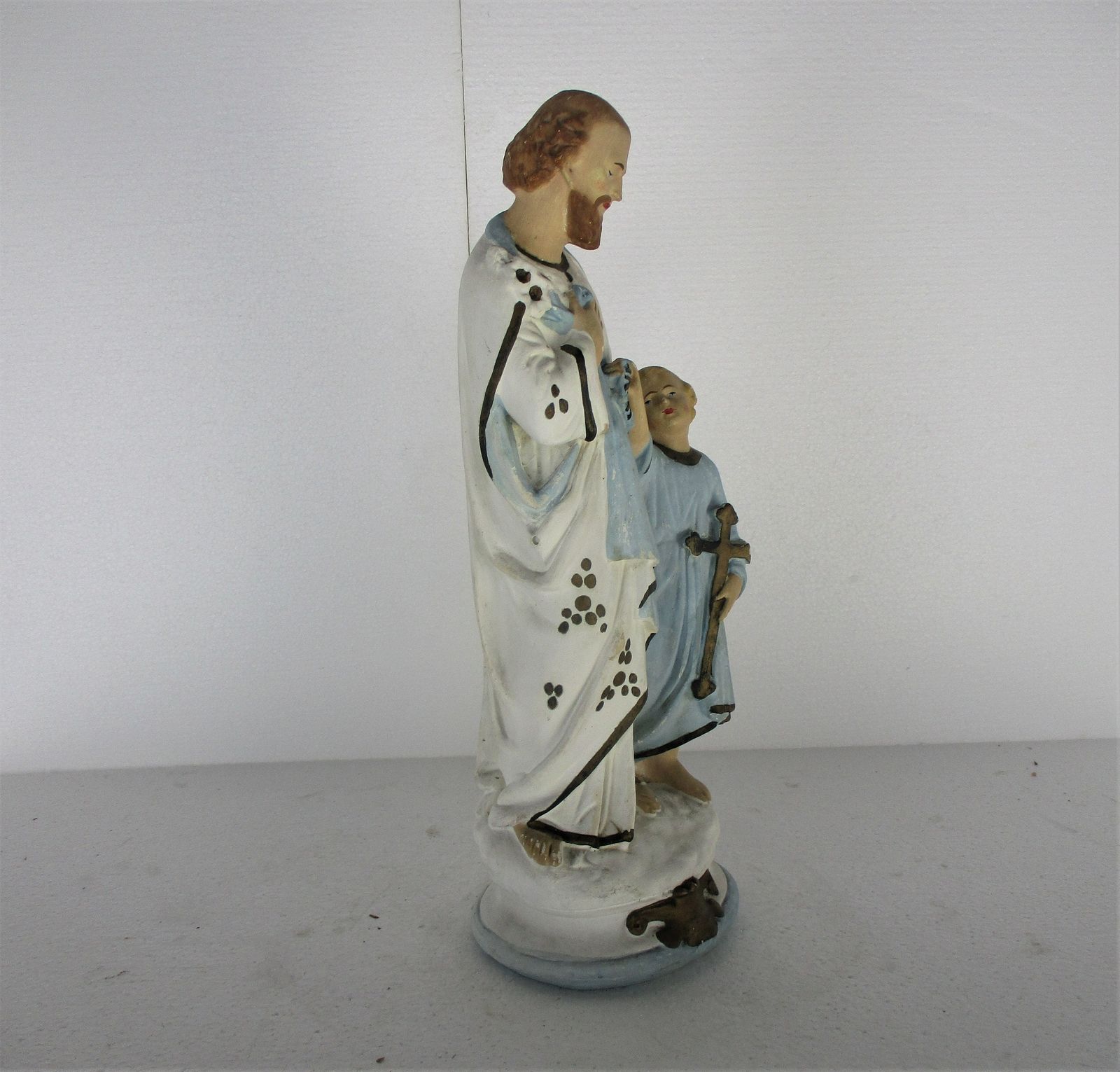 Statue Saint Joseph Protector Of Homes Infant Jesus Statue Chapel Art Deco 17.71 photo for sale