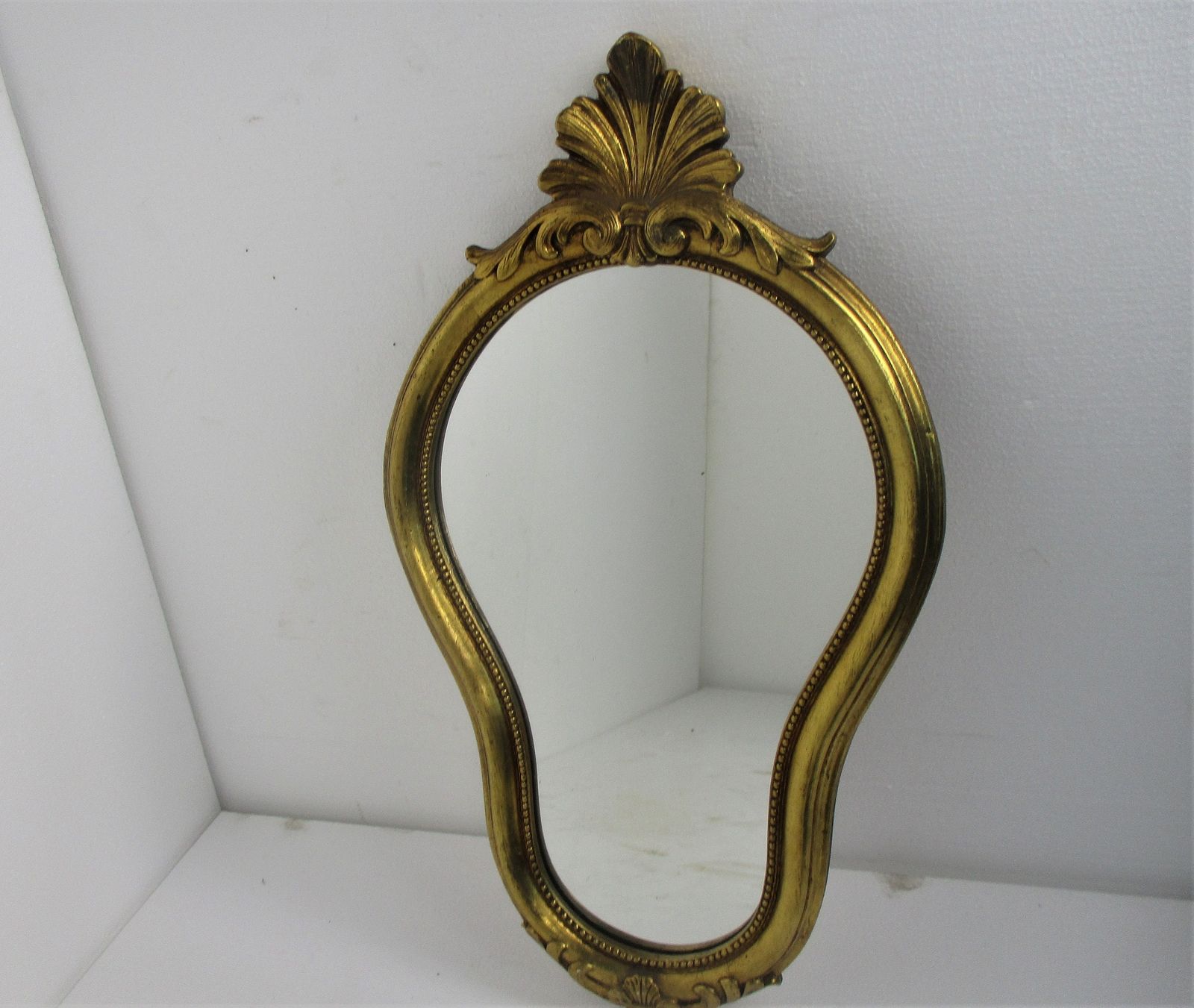 Ornate Wall Mounted Console Mirror Hollywood Regency Gold Gilded Plaster On Wood photo furniture