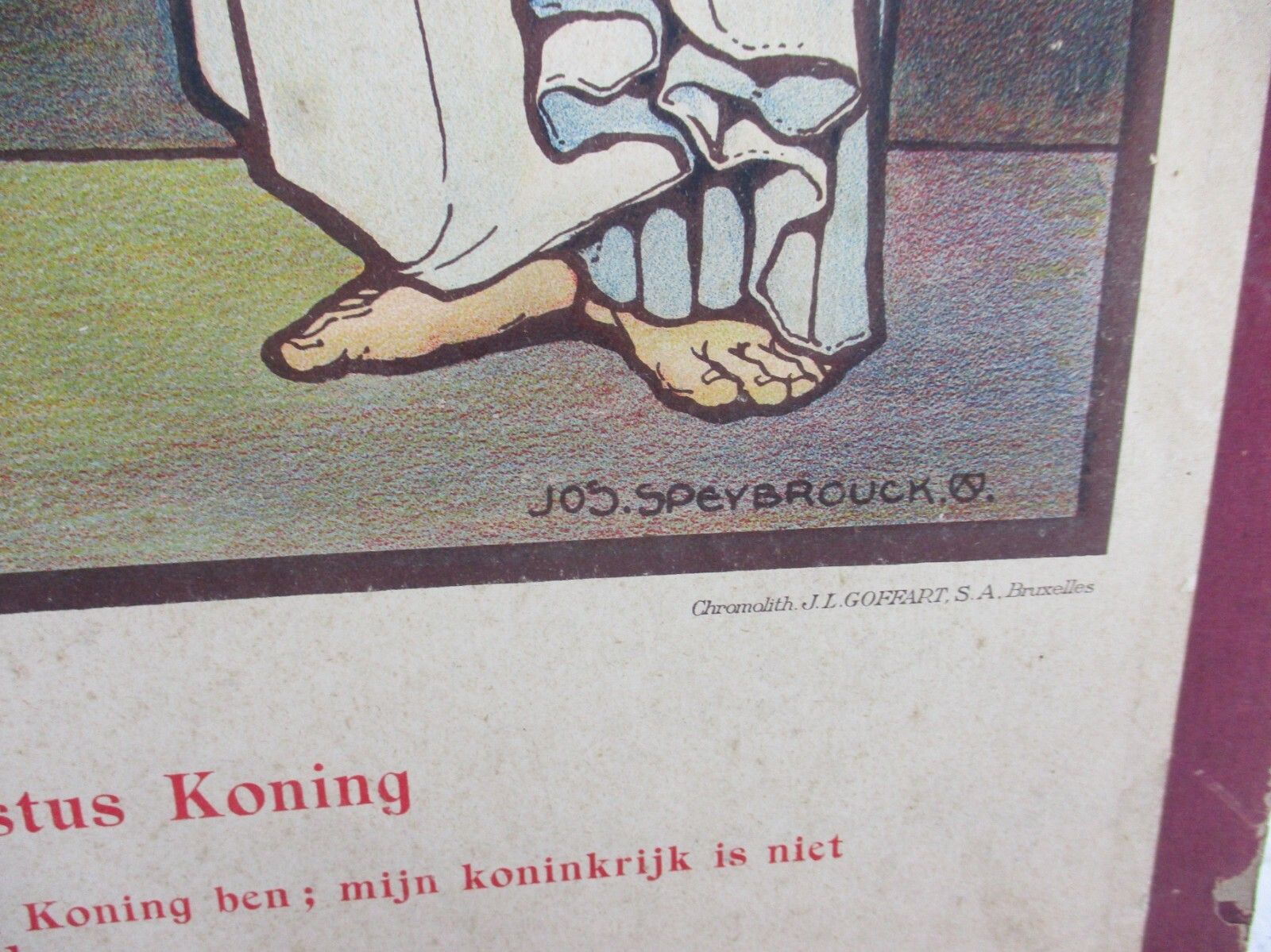 Antique Religious Cardboard Print Chromolith Christ Is King Speybrouck Goffart photo for sale