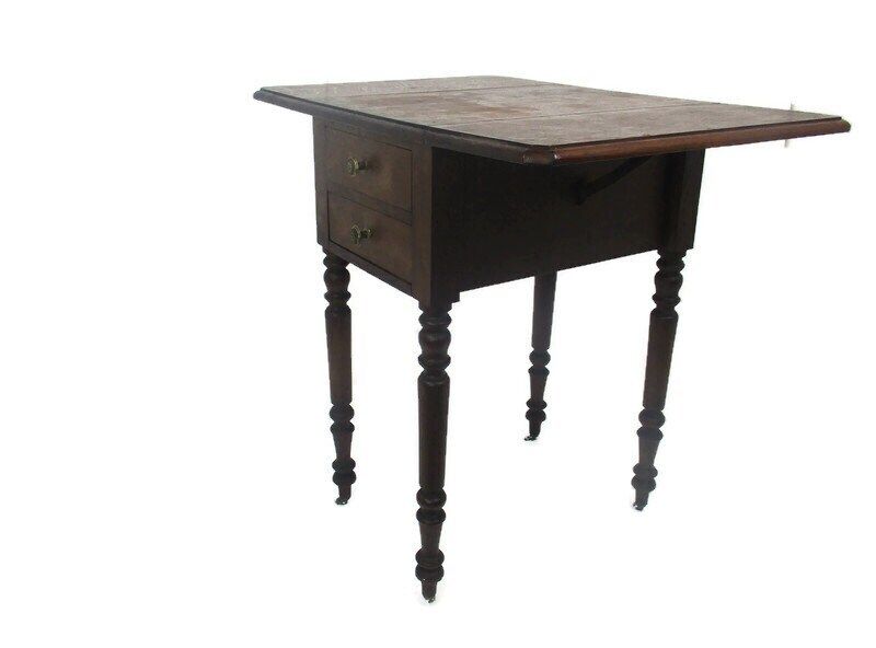 Antique Drop Leaf Gate Leg Table Cabinet Desk Hallway Furniture Drawers Sweet On