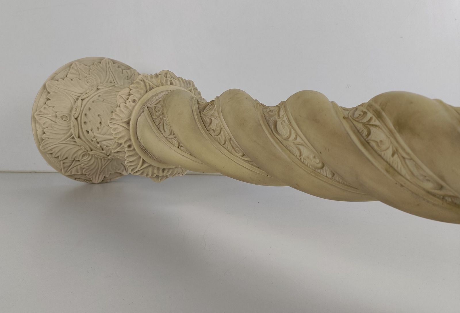 photo for sale Large Column Pedestal White Marble Look Resin Signed Guelfi Ornate Plant Stand G