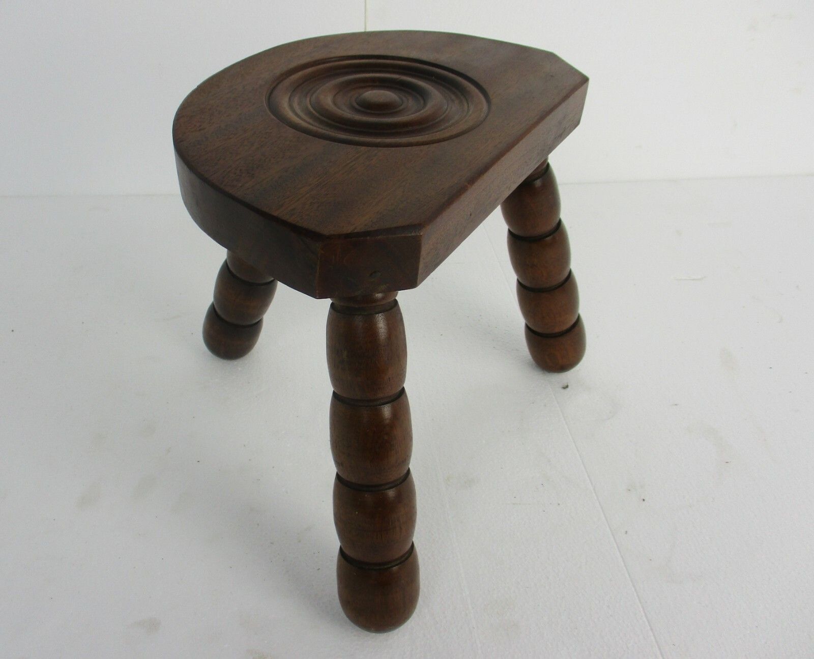 French Funky Hand Carved Wood Tripod Milking Stool Pedestal Table Pedestal photo furniture
