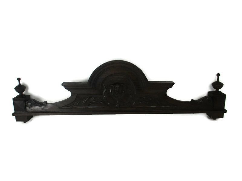 Hand Carved Wood French Pediment Flowers Heart Ornate Over Door Architectural