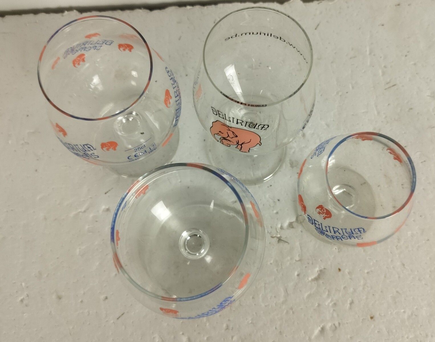 4 Different Beer Glasses Belgium Delirium Tremens Pink Elephants Collector photo 73.0