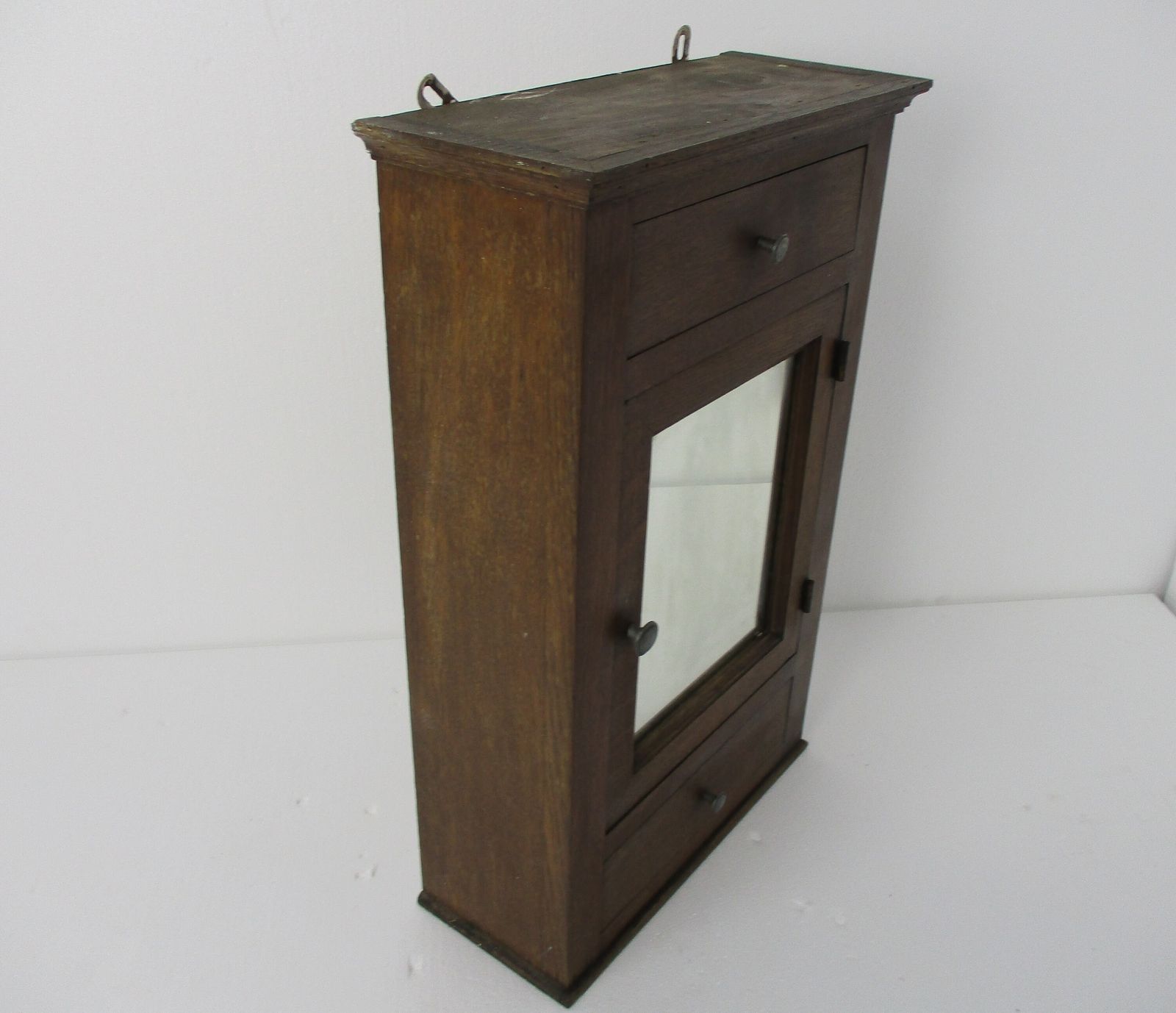 Large Oak Kitchen Apothecary Bathroom Wall Cabinet Mirror 2 Drawers Lovely photo for sale