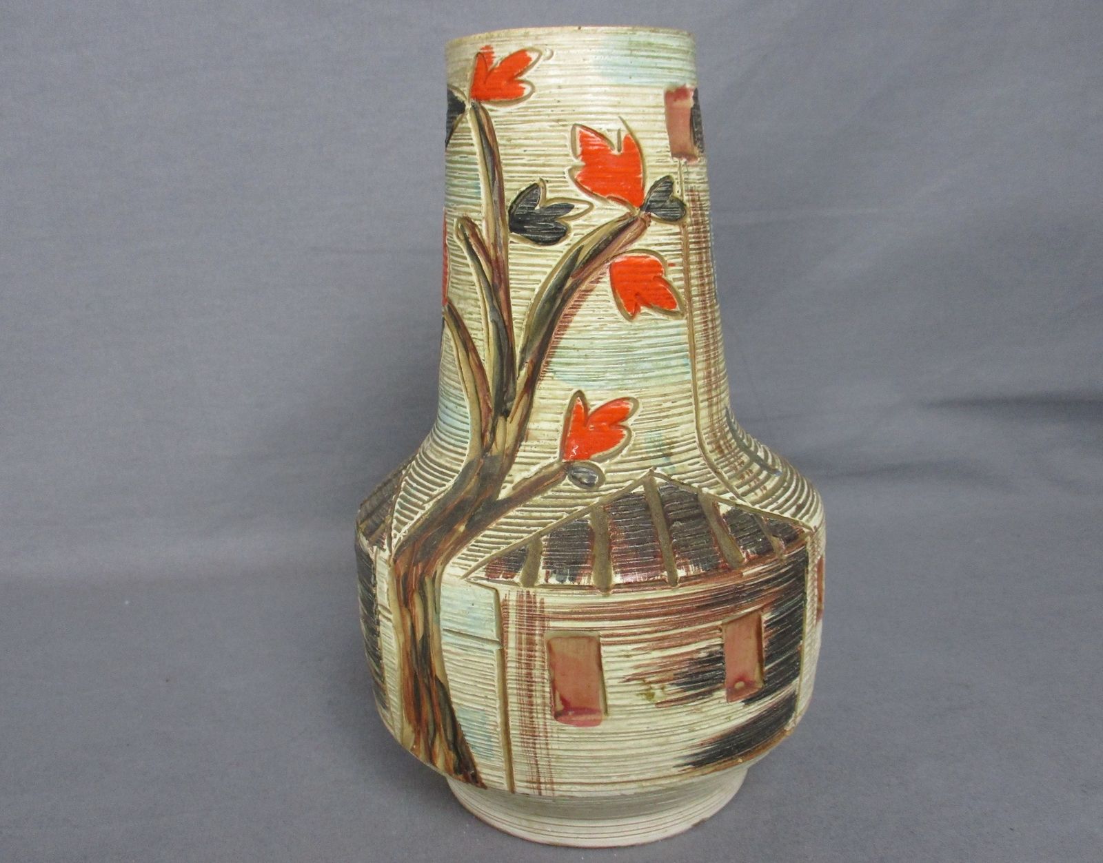 Italian Gambone Style Vase Art Pottery Retro Pop Art Mid Century Modern Modernis