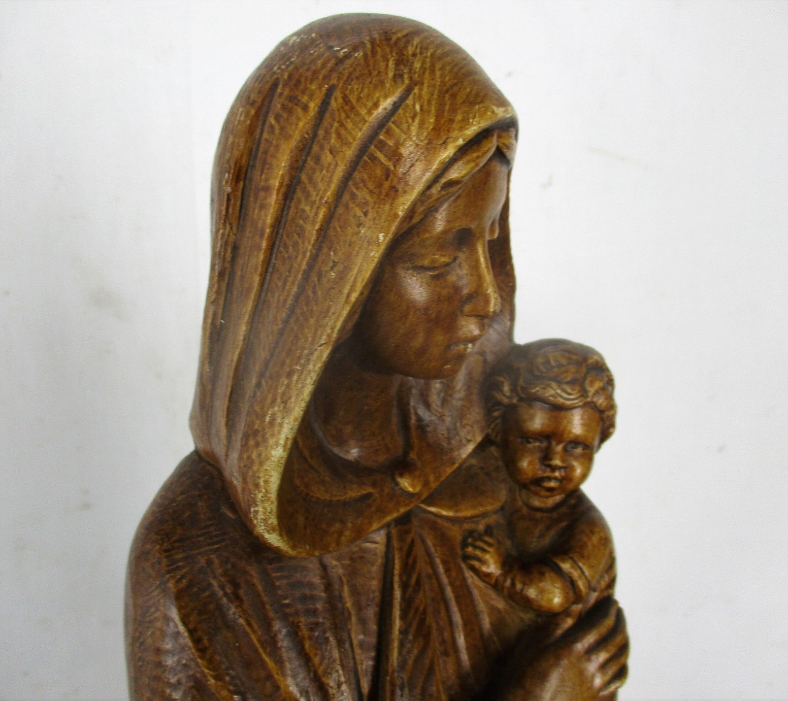 Statue Virgin Mary Our Lady Madonna Statue Infant Child Signed Salvatore Melani photo 158.0