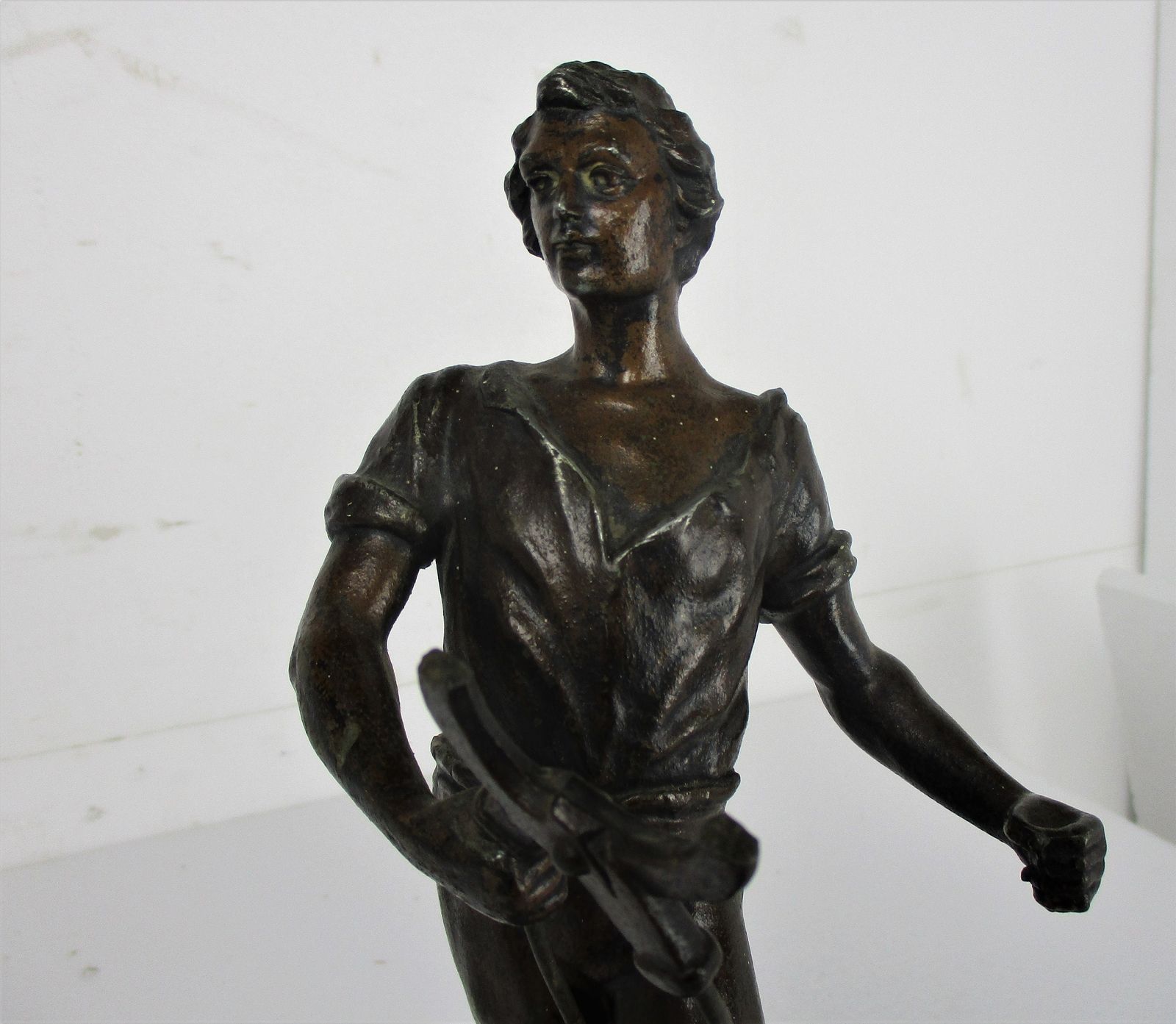 Sculpture Statue Spelter Working Man Knife Grinder Sharpener 14.76" Art Dec photo for sale
