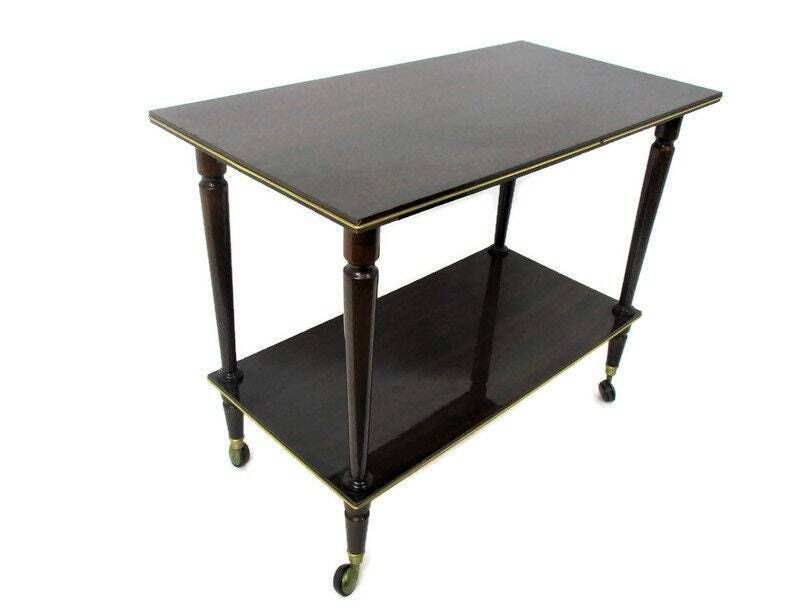 Bar Cocktail Tea Entertainment Cart Trolley Kitchen Island Veneer Retro Bar Ware