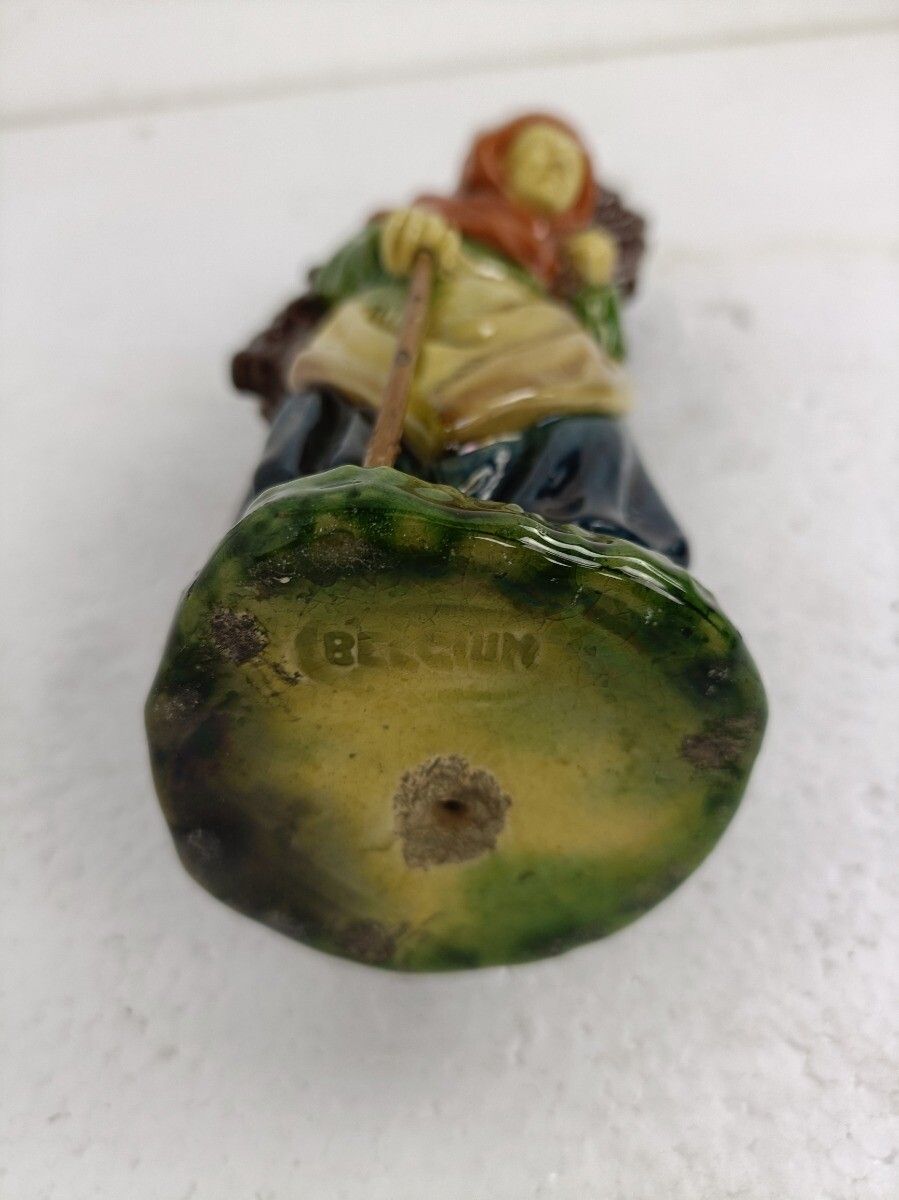 Old Lady With Bunch Of Wood Poterie Flamande Faience Flanders Pottery Glazed photo buy