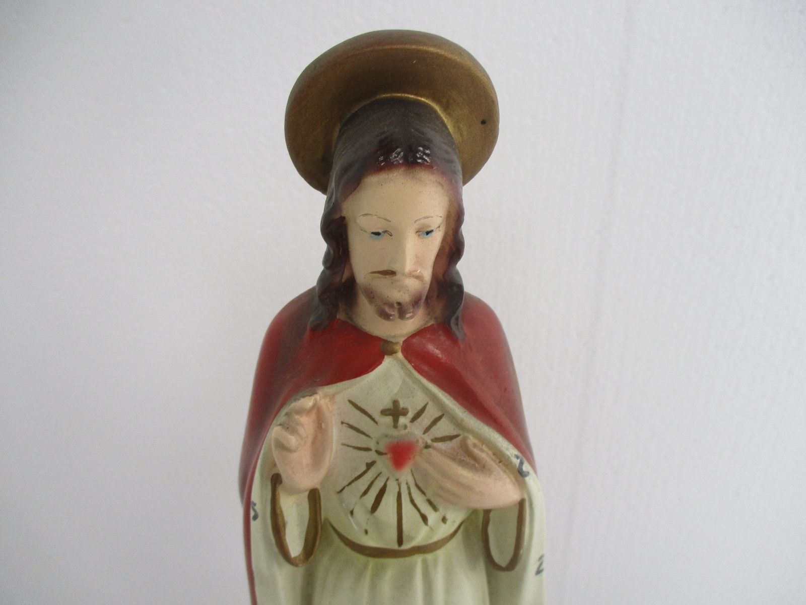 Antique Statue Jesus Christ Savior Sacred Heart Art Deco 1920s Plaster 12.79&Quo photo furniture