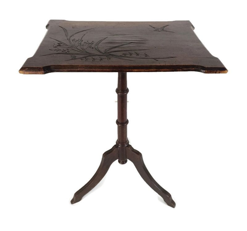 Tripod Wooden Wood Side Occasional Table Edwardian Style Vintage Pedestal Bonsai