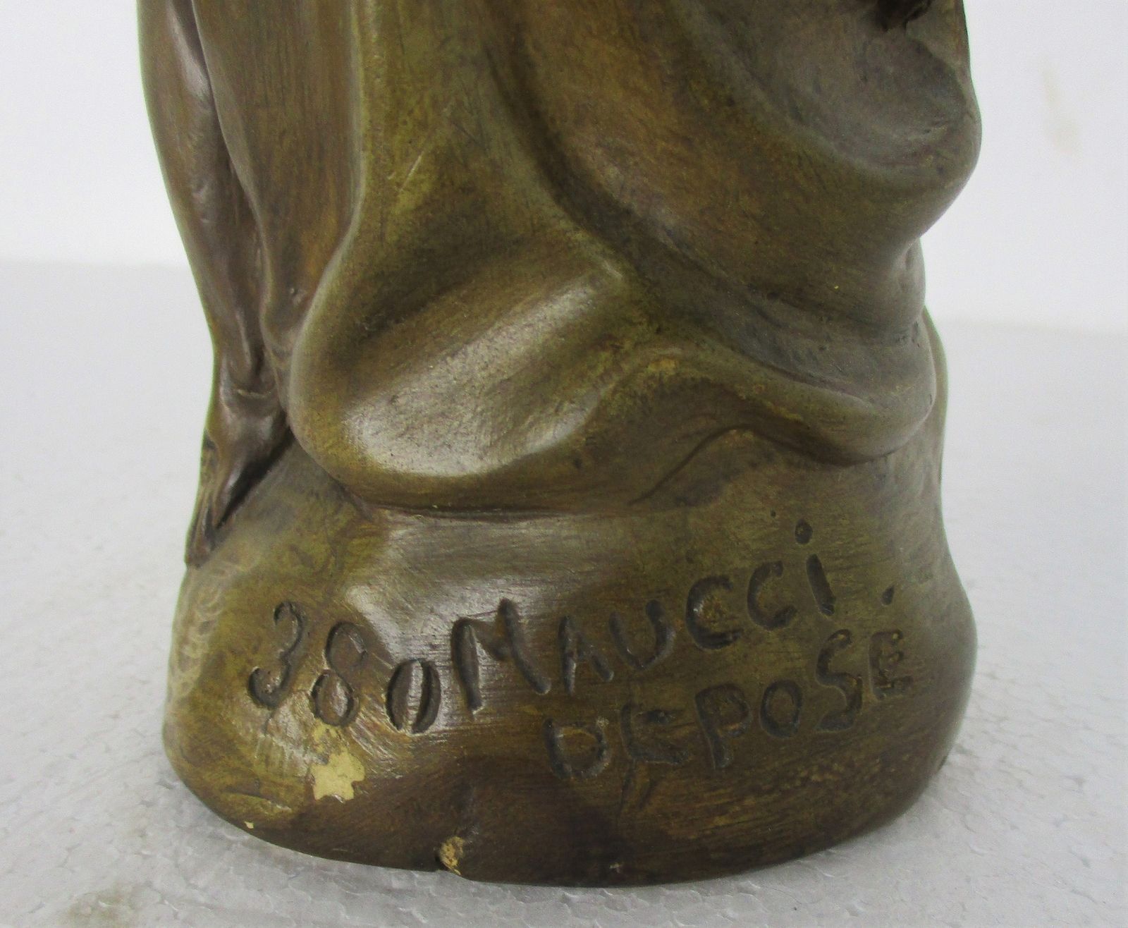 Pieta Statue Jesus Christ Virgin Mary Mother No Sorrow Is Like Mine Plaster Dram photo vintage
