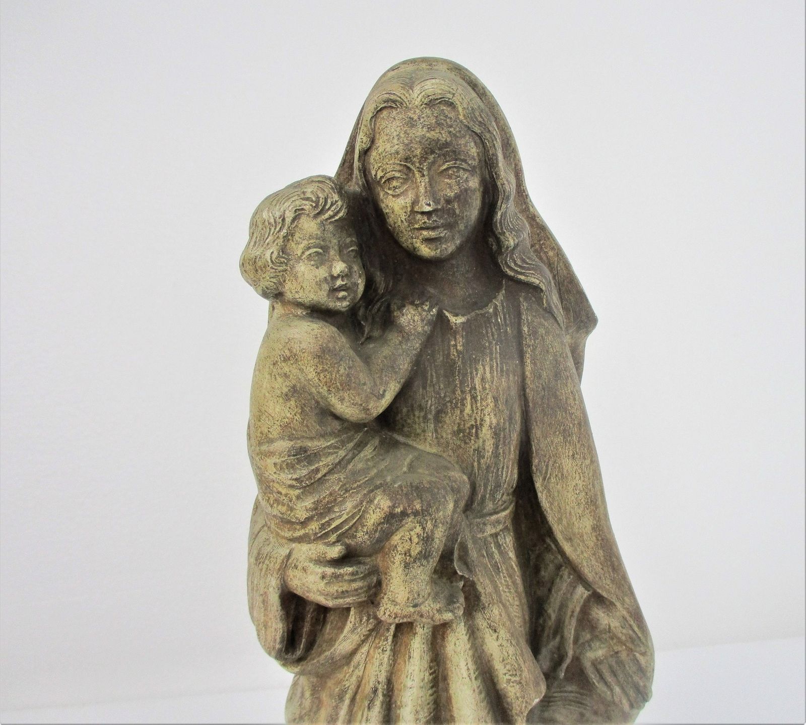 Statue Virgin Mary Our Lady Madonna Infant Child Jesus Tenderness Plaster 14.56& photo furniture