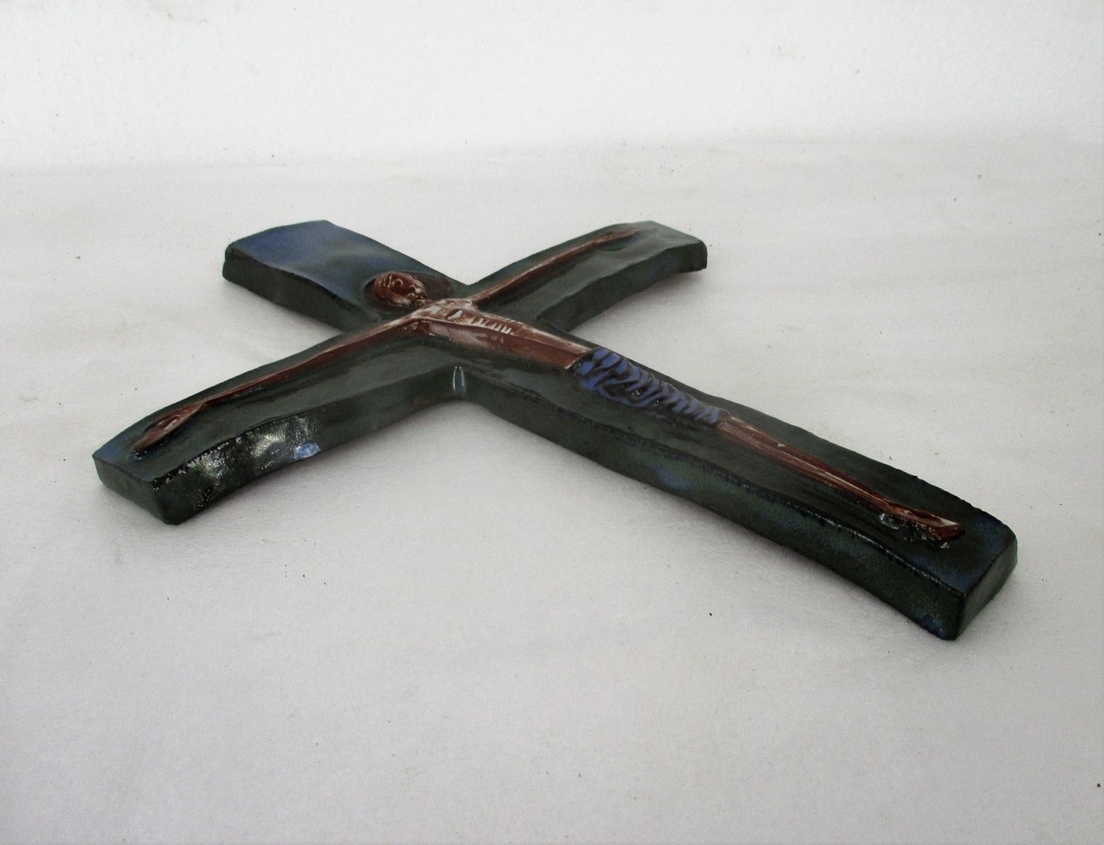 Large Modernist Mid Century Design Ceramic Modern Crucifix Ceramic Jesus Christ photo 65.0