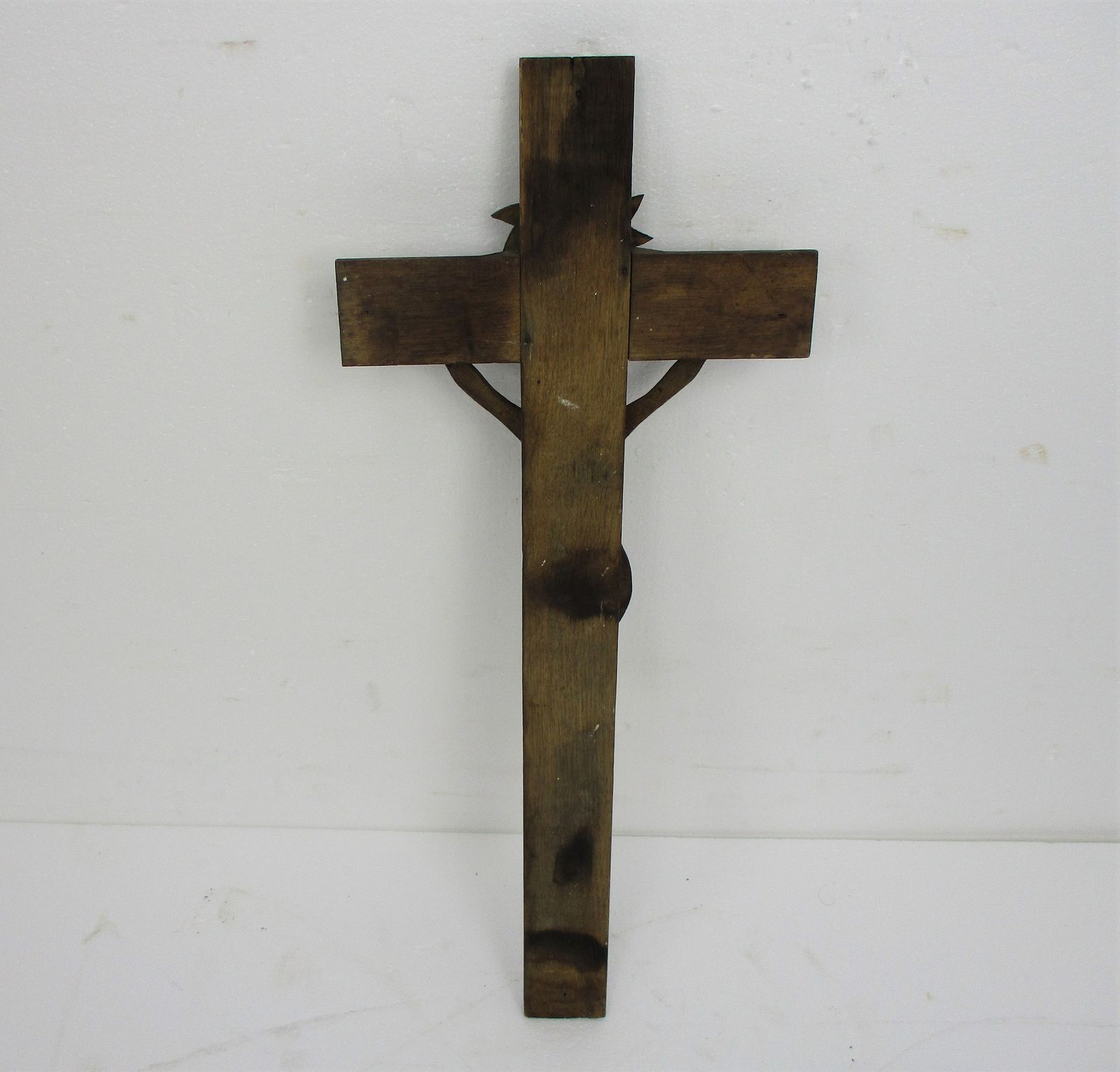 photo for sale Completely Hand Carved Wood Oak Hanging Crucifix Cross Corpus Jesus Christ