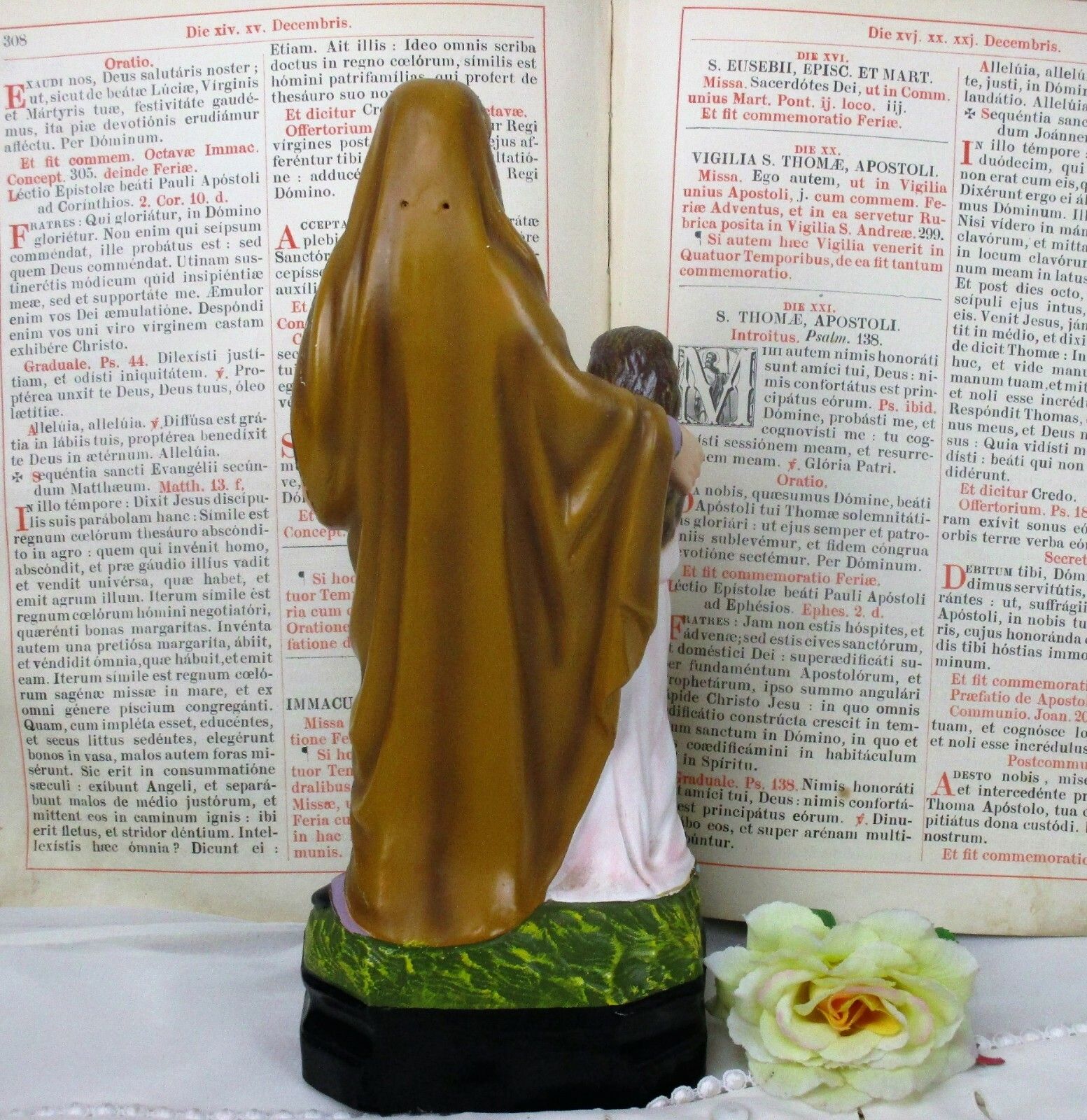 Statue Saint Anne Virgin Mary As A Child Reading Old Testament Glass Eyes Htf photo 108.0