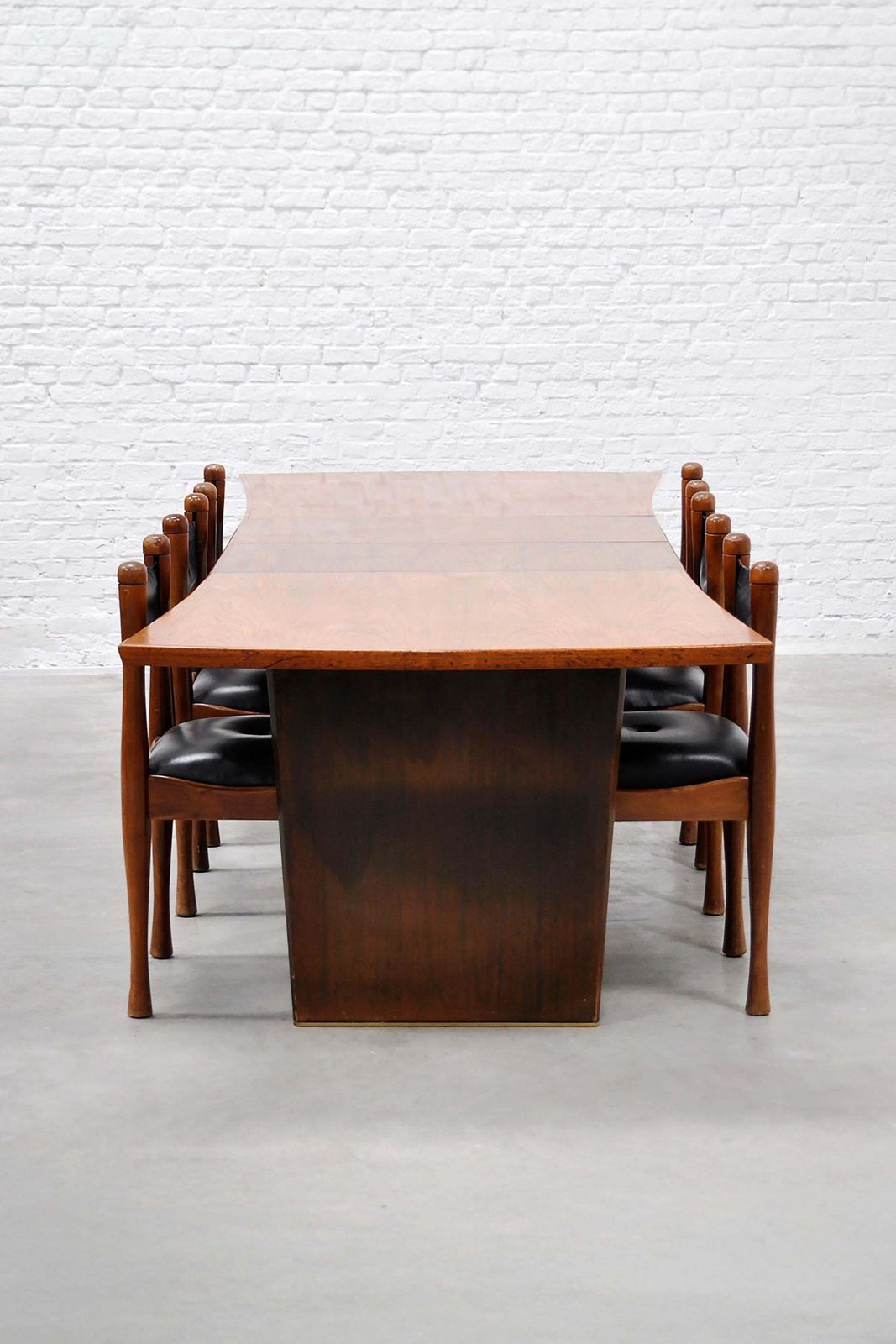 photo furniture Mid Century “Bow‑Tie” Dining Table By Harvey Probber, Inc 1955, Teak & Brass