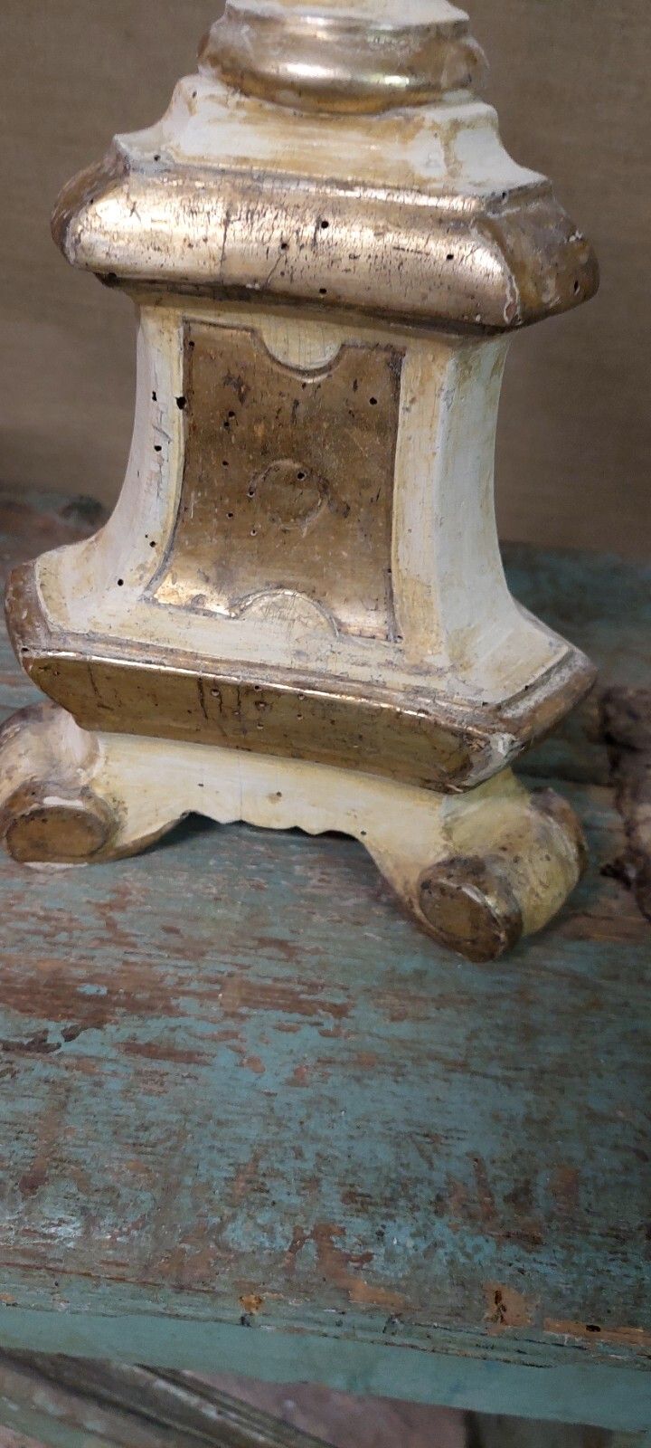 Wooden Candle Holder XVIII Century Gilded Silver Original Mecca photo buy