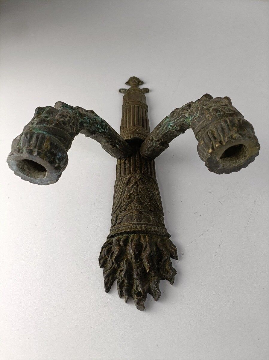 photo furniture Bronze Wall Sconce Candelabra Antique Gothic Female Faces,19th Century