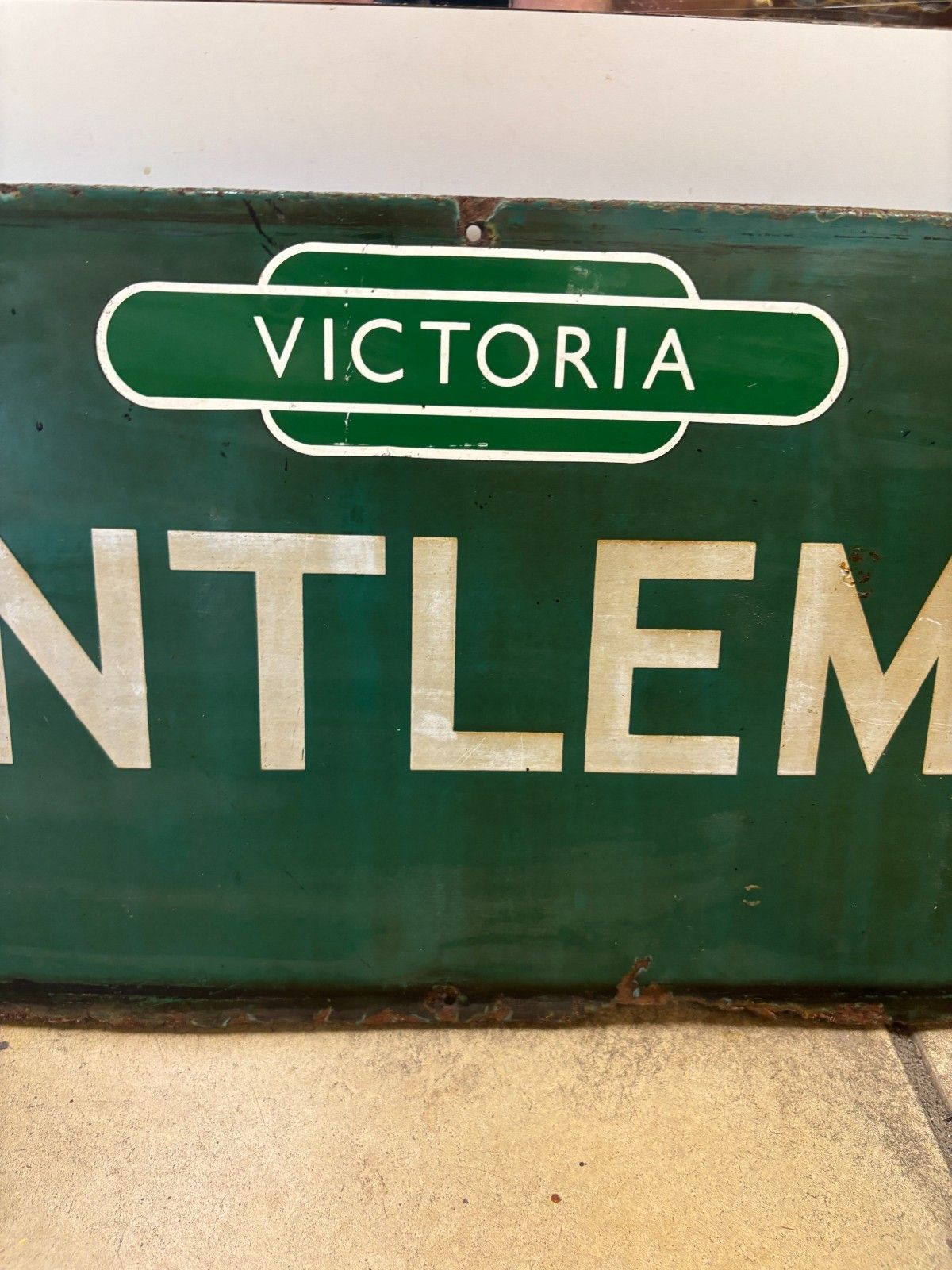 Antique Victoria Railway Gentlemen Enamel Sign By Mcclean & Co Ltd, London photo Home Decor