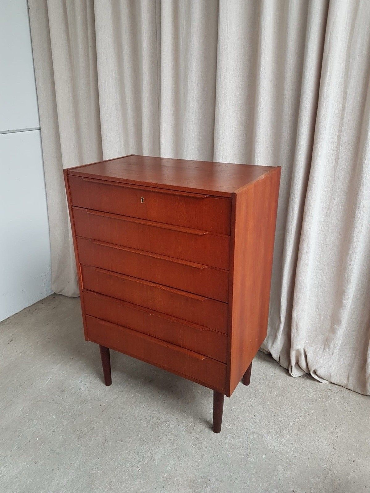 Vtg Mid Century Danish Teak Chest Of Drawers Tallboy Retro Scandi R908 photo vinterior