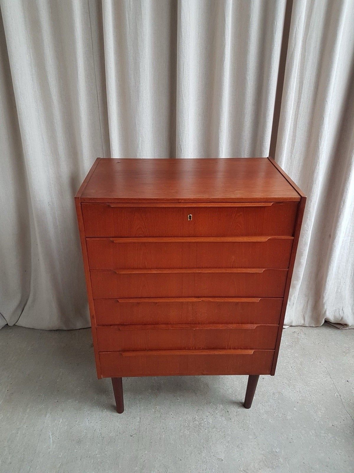 Vtg Mid Century Danish Teak Chest Of Drawers Tallboy Retro Scandi R908 photo buy