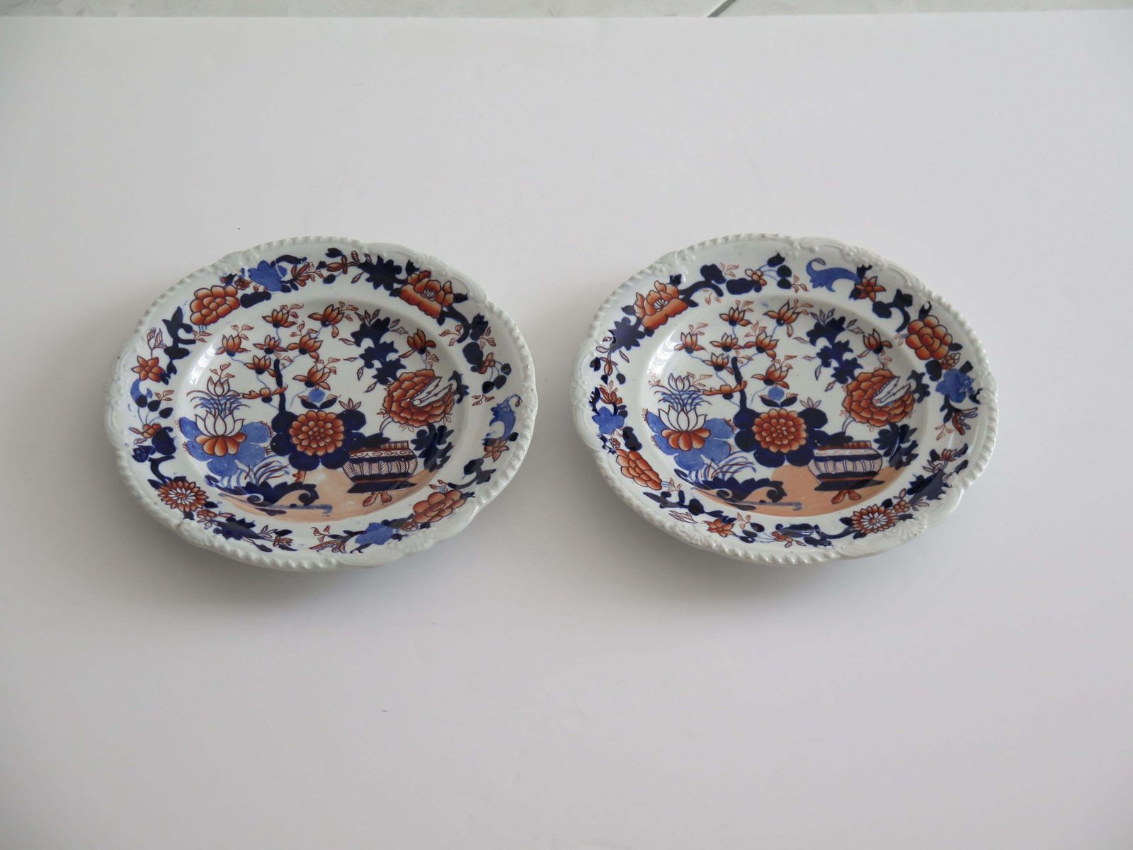 Set Of Two (A) Georgian Masons Ironstone Desert Plates Basket Japan Ptn, Ca 1818 photo 335.0