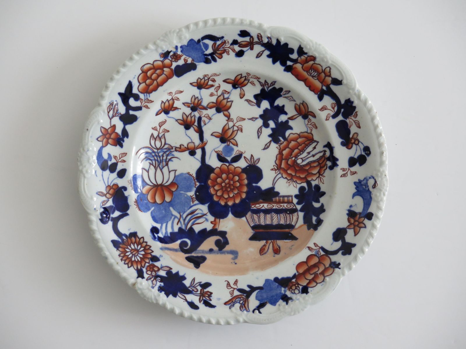 335.0 Set Of Two (A) Georgian Masons Ironstone Desert Plates Basket Japan Ptn, Ca 1818 photo