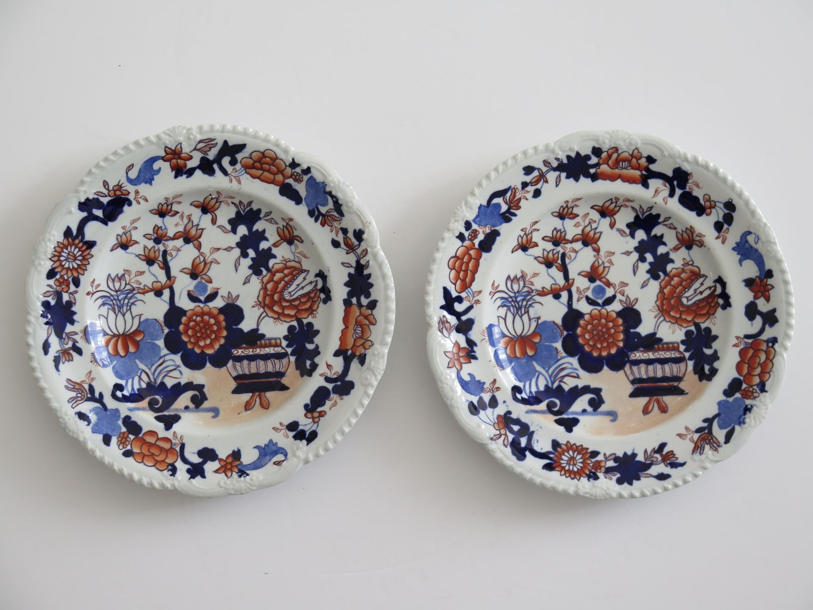 Set 0f Two (B) Georgian Masons Ironstone Desert Plates Basket Japan Ptn, Ca 1818 photo furniture