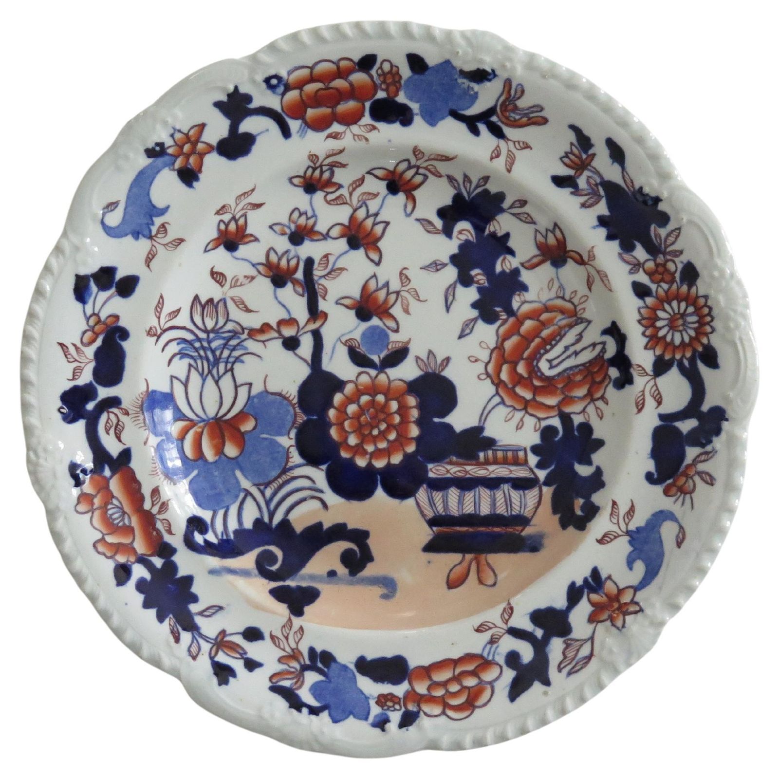 Georgian Masons Ironstone Desert Plate In Basket Japan Ptn, Circa 1818