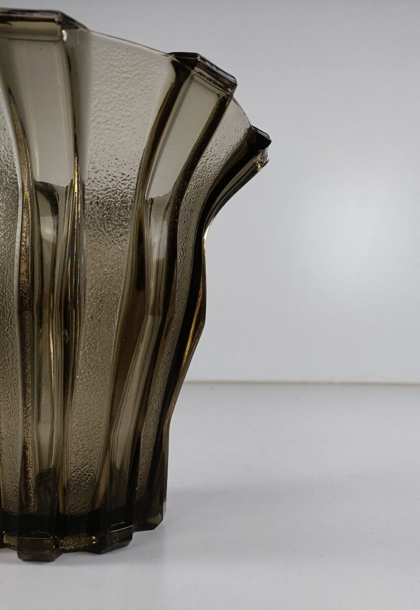 Art Deco Antique Smoked Depression Glass Vase Luxval Val St Lambert Stylish Belg photo 154.0